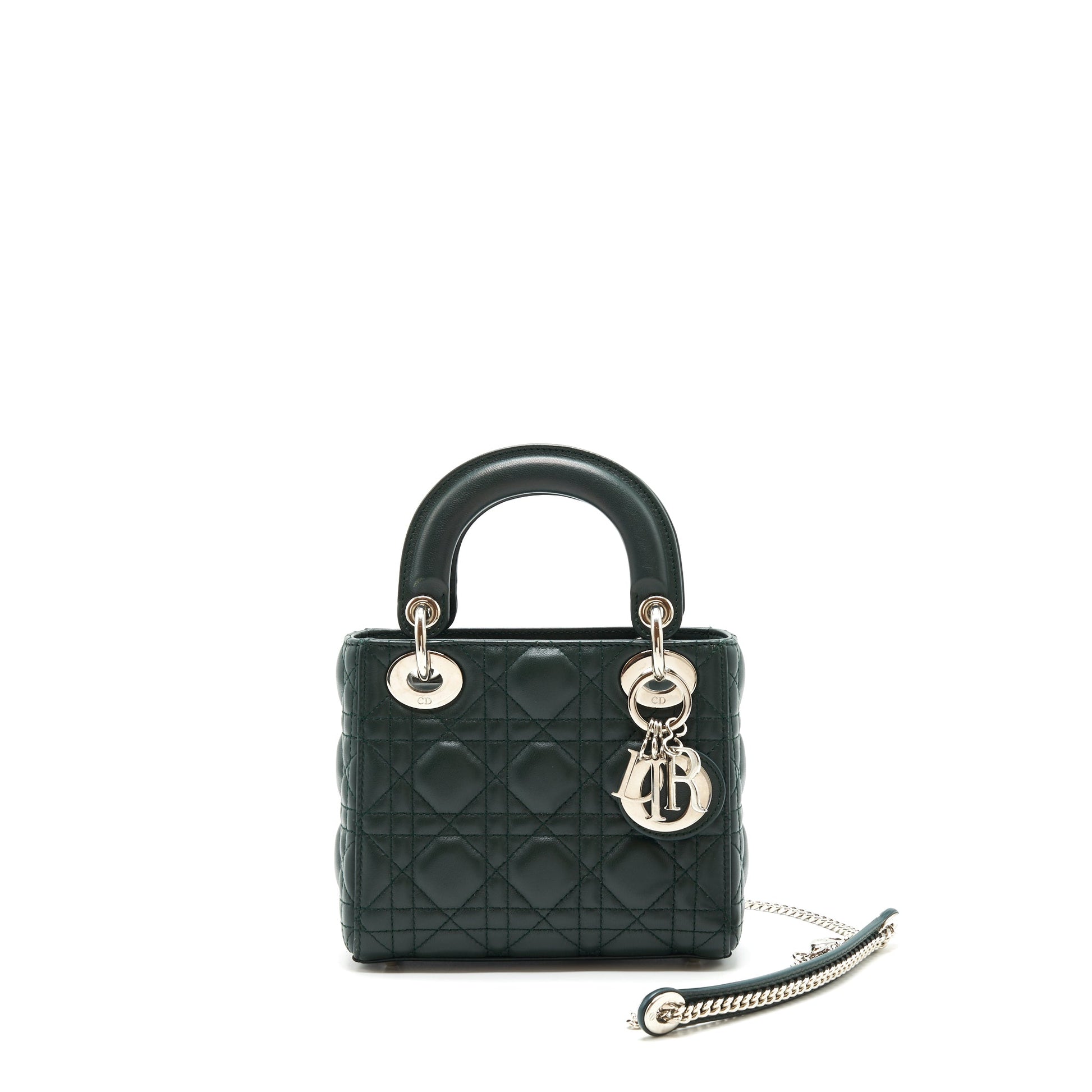 Dior Lady Lambskin Dark Handbag Green Mini Travel Bag