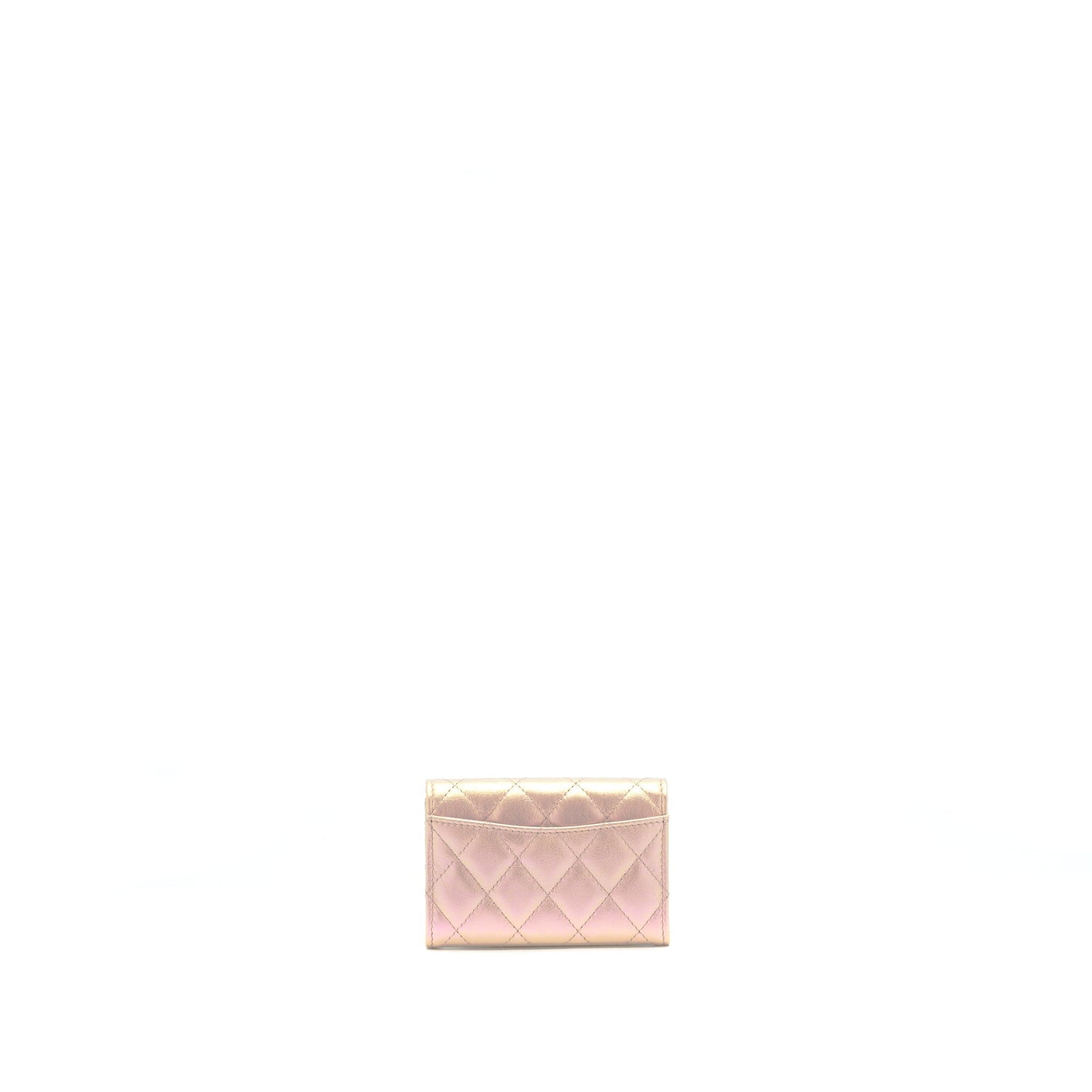 Chanel 21K Iridescent Flap Card Holder Pink Wallet Case