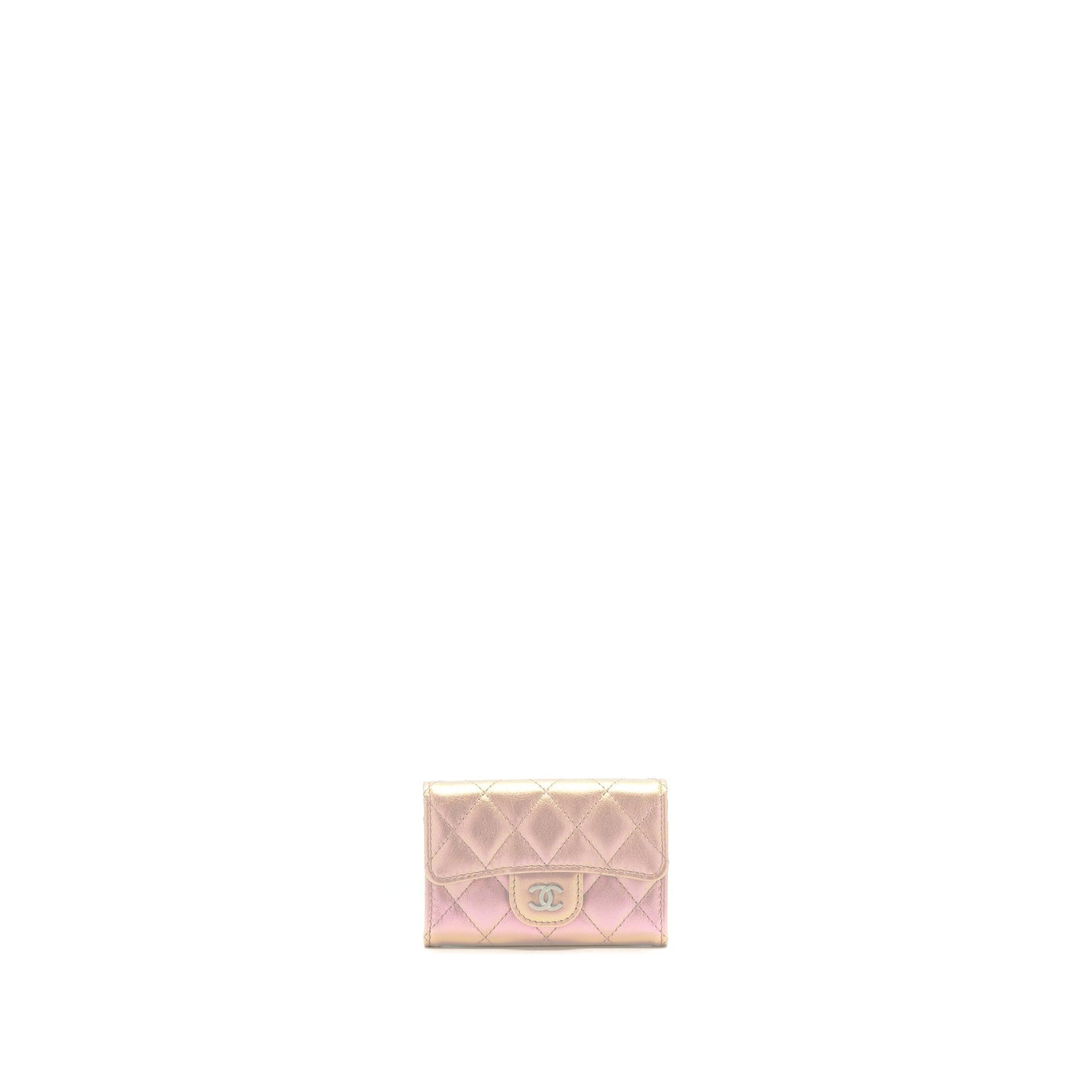 Chanel 21K Iridescent Flap Card Holder Pink Wallet Case