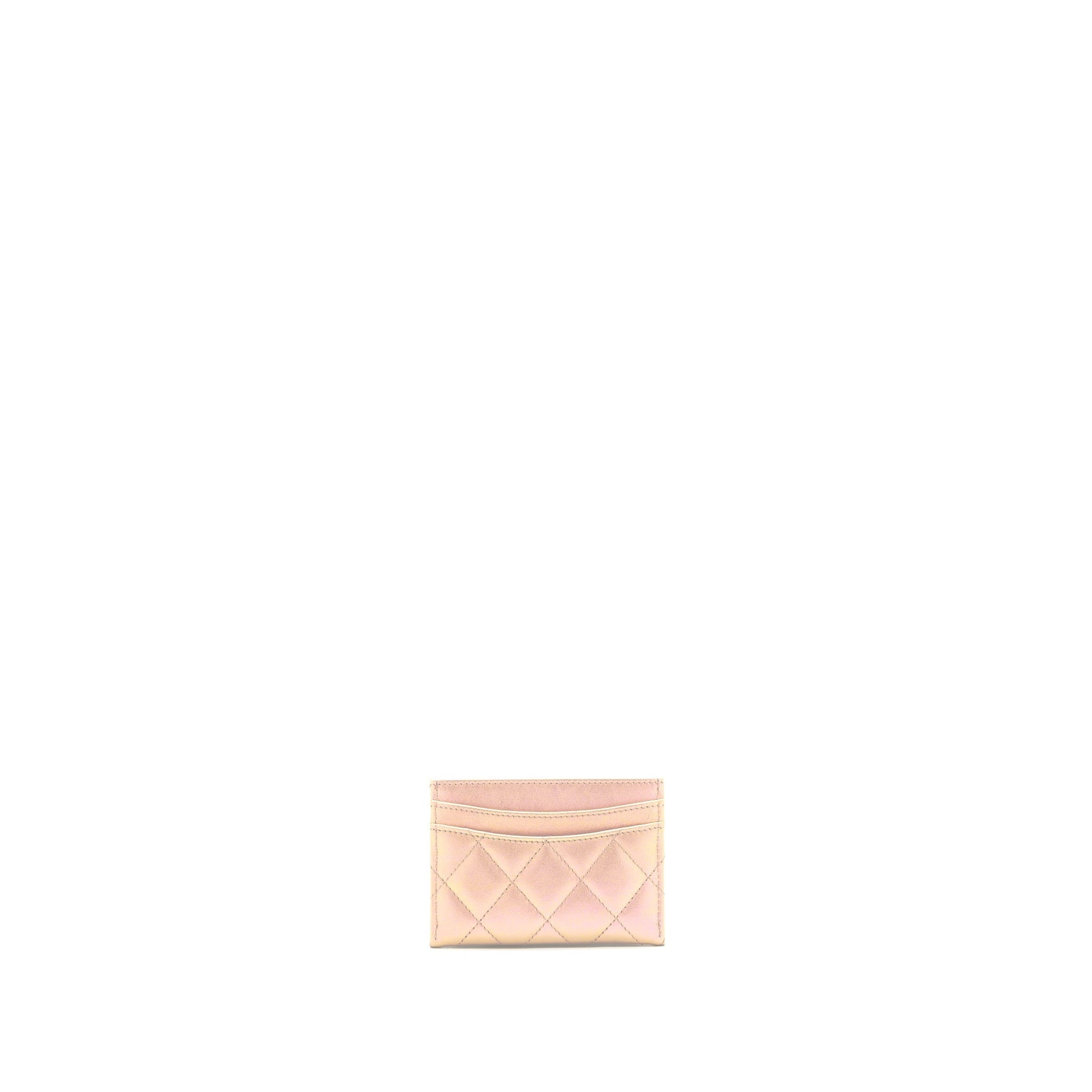 Chanel 21K Iridescent Flat Card Holder Pink Wallet Case