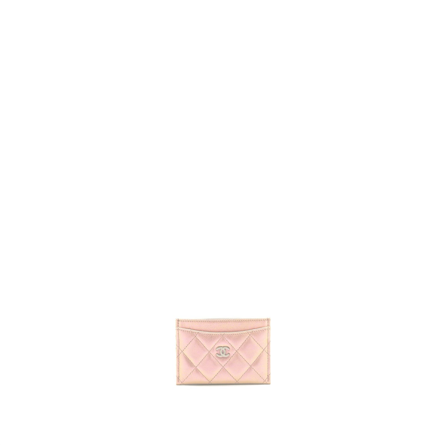 Chanel 21K Iridescent Flat Card Holder Pink Wallet Case