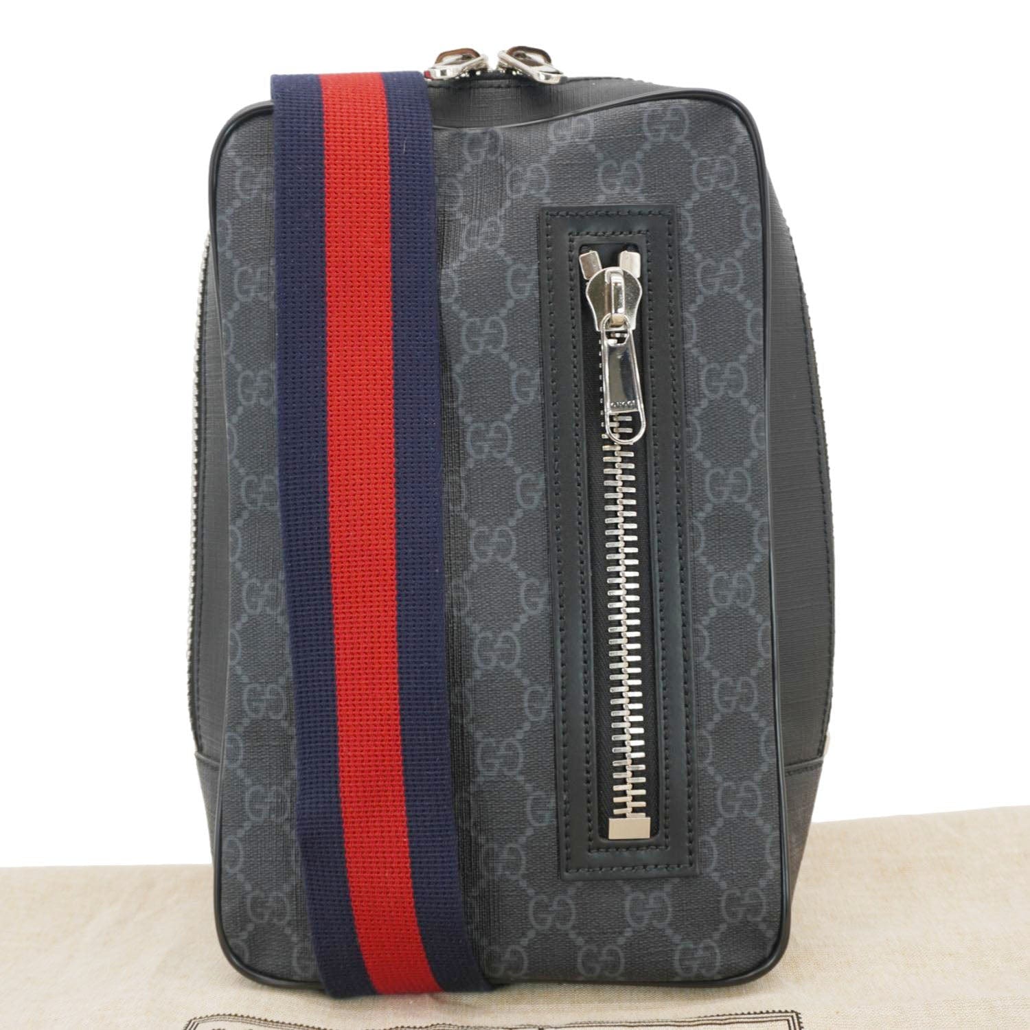 Gucci Supreme Belt Bag With Zip Pocket Canvas Black Accessory