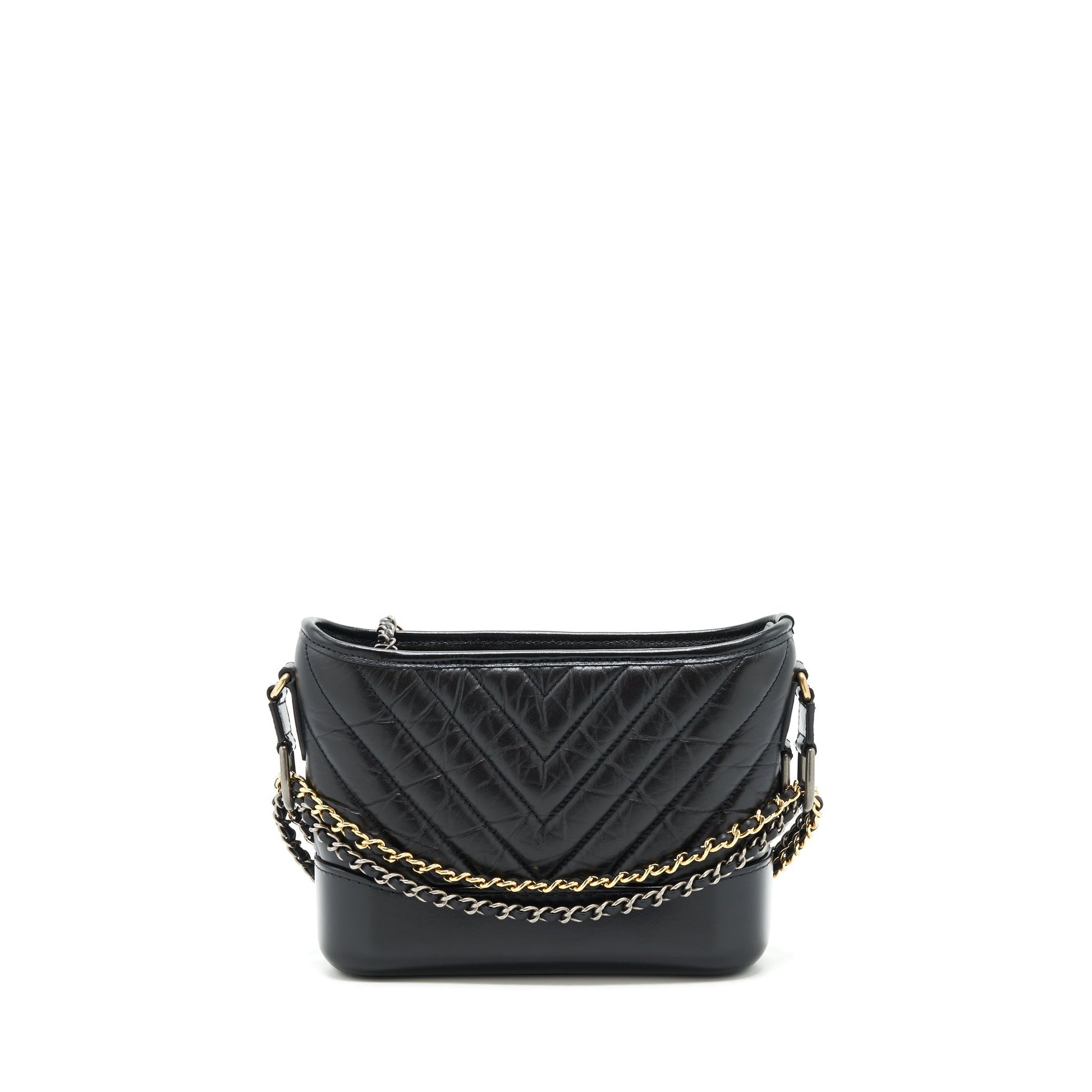 Chanel Chevron Gabrielle Hobo hardware Black Gold Silver Shoulder Bag