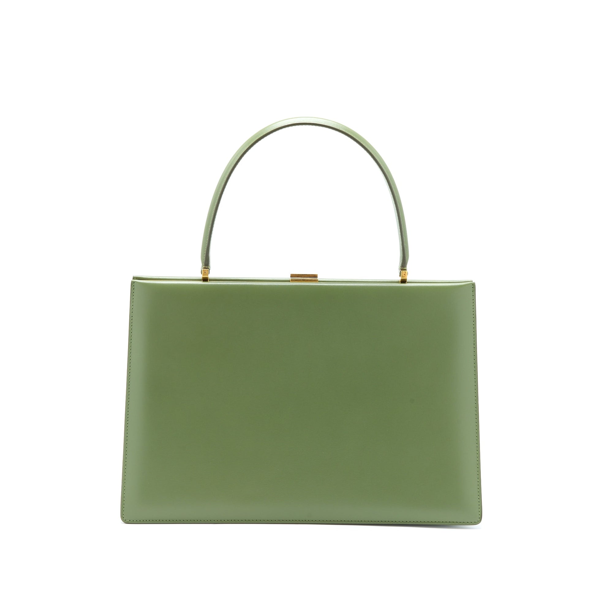 Celine Clasp Purse Calfskin Handbag Green Medium Travel Bag