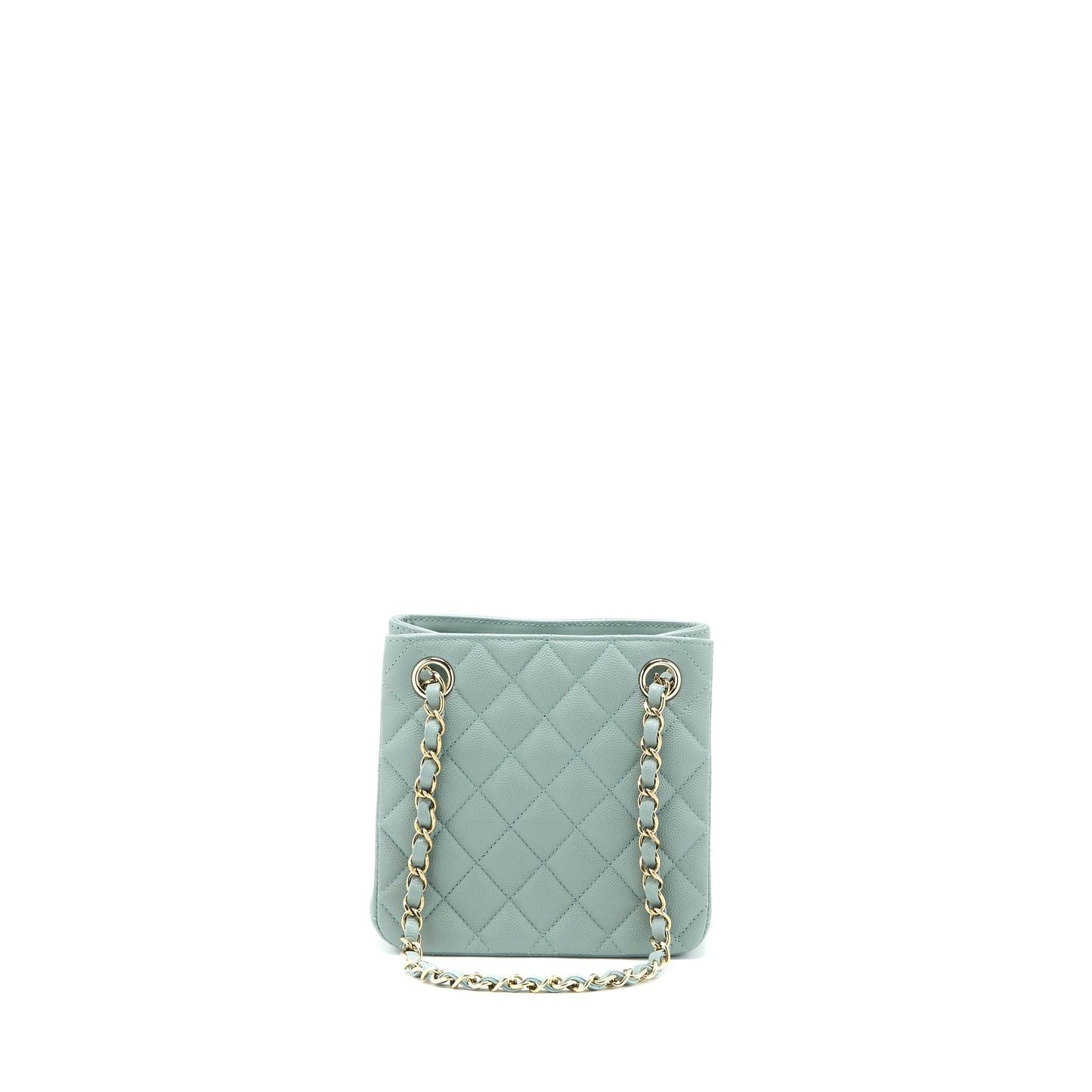 Chanel 23C Bucket Caviar Light LGHW Microchip Blue Grey Bucket Bag