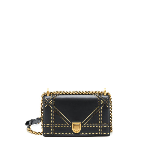 Dior Studded ama Handbag Black Small Travel Bag