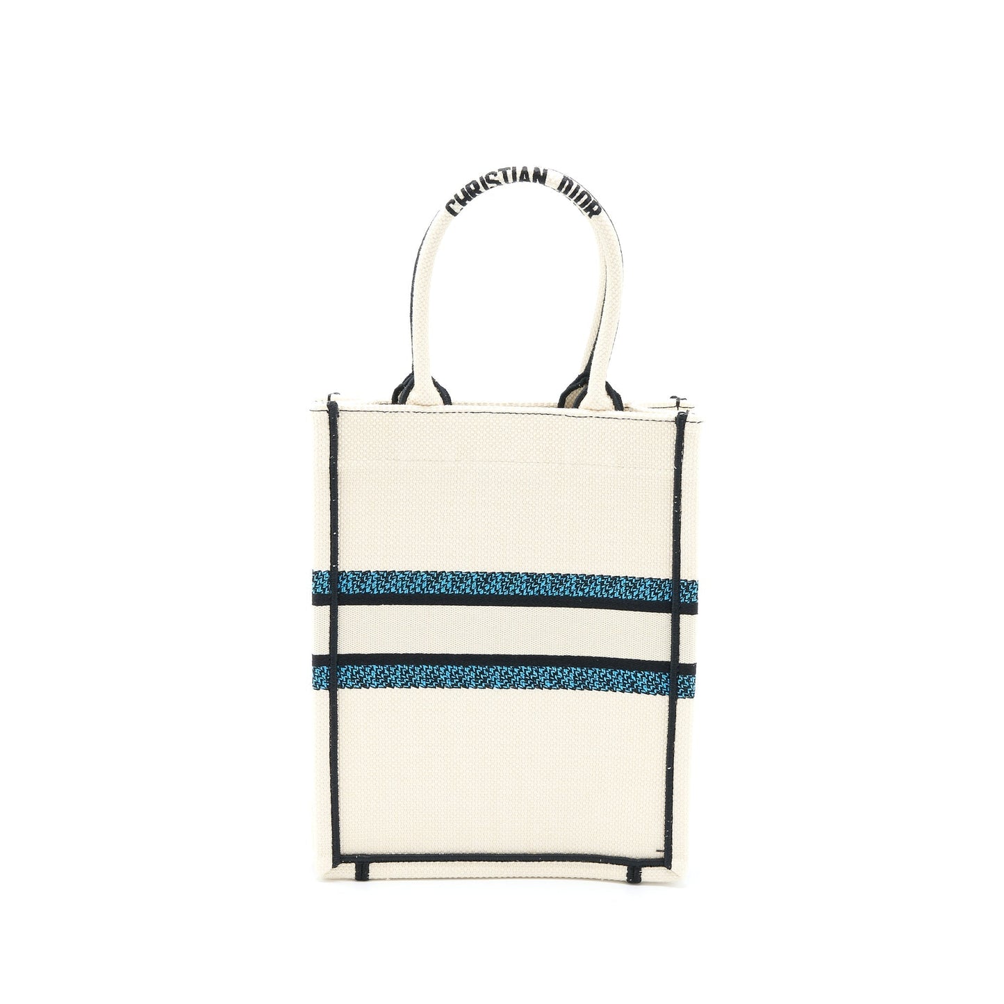 Dior Vertical Book Tote Lucky Star Embroidery Multicolour White Tote Bag