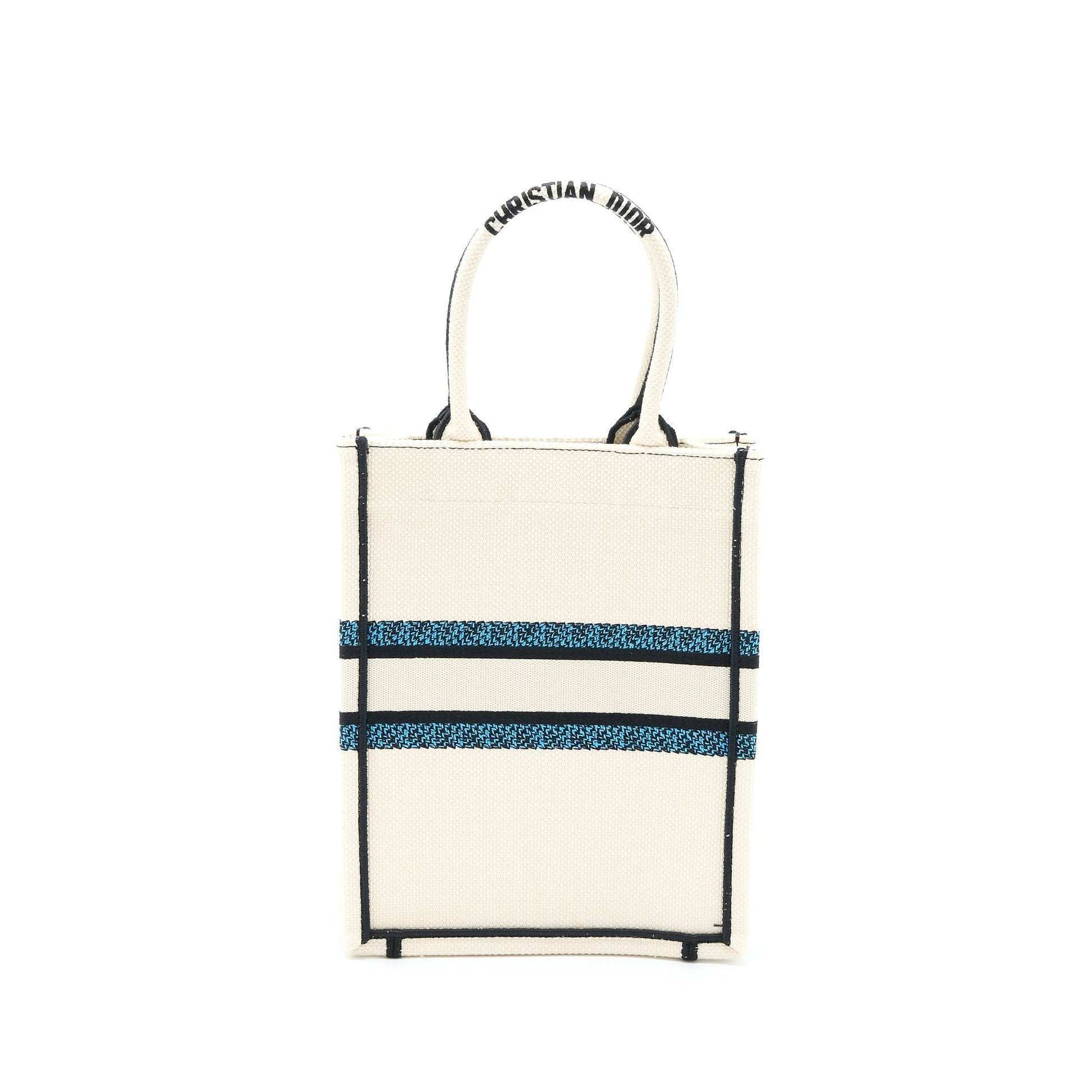 Dior Vertical Book Tote Lucky Star Embroidery Multicolour White Tote Bag