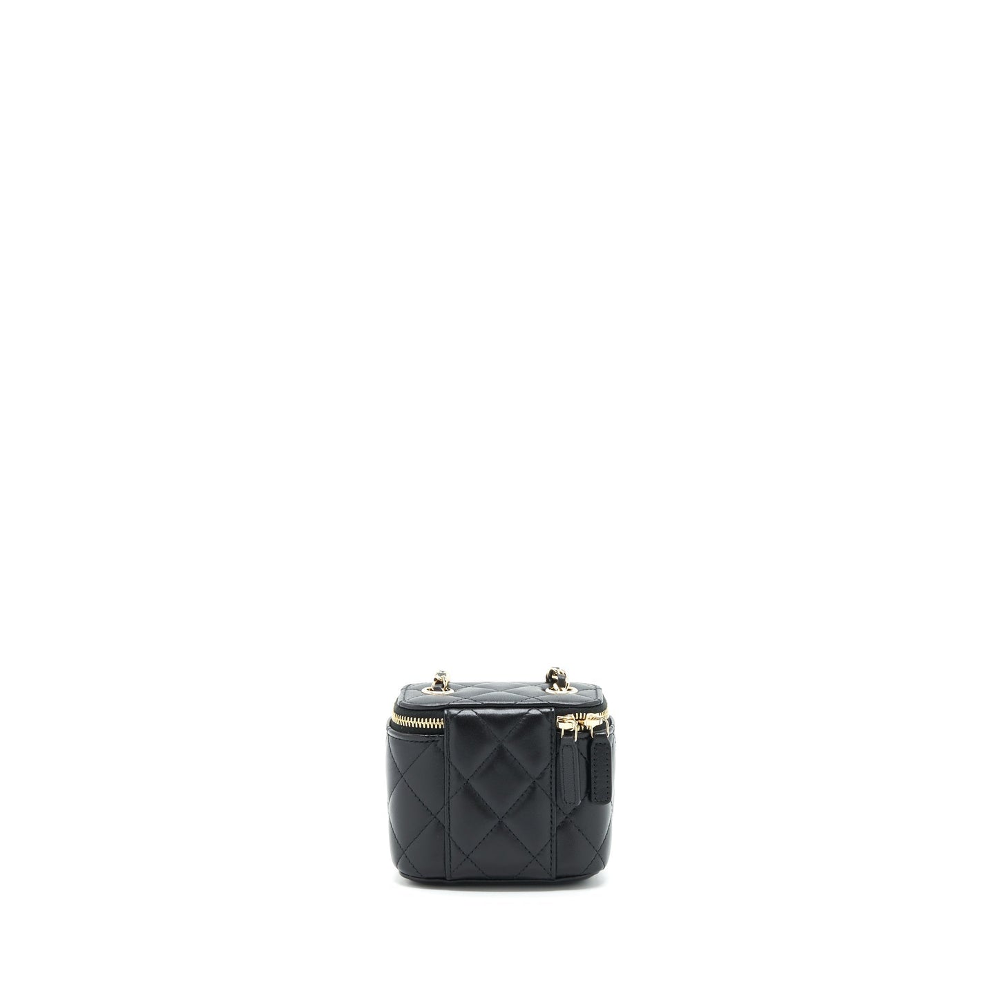Chanel Vanity Camellia Lambskin LGHW Black Mini Bag