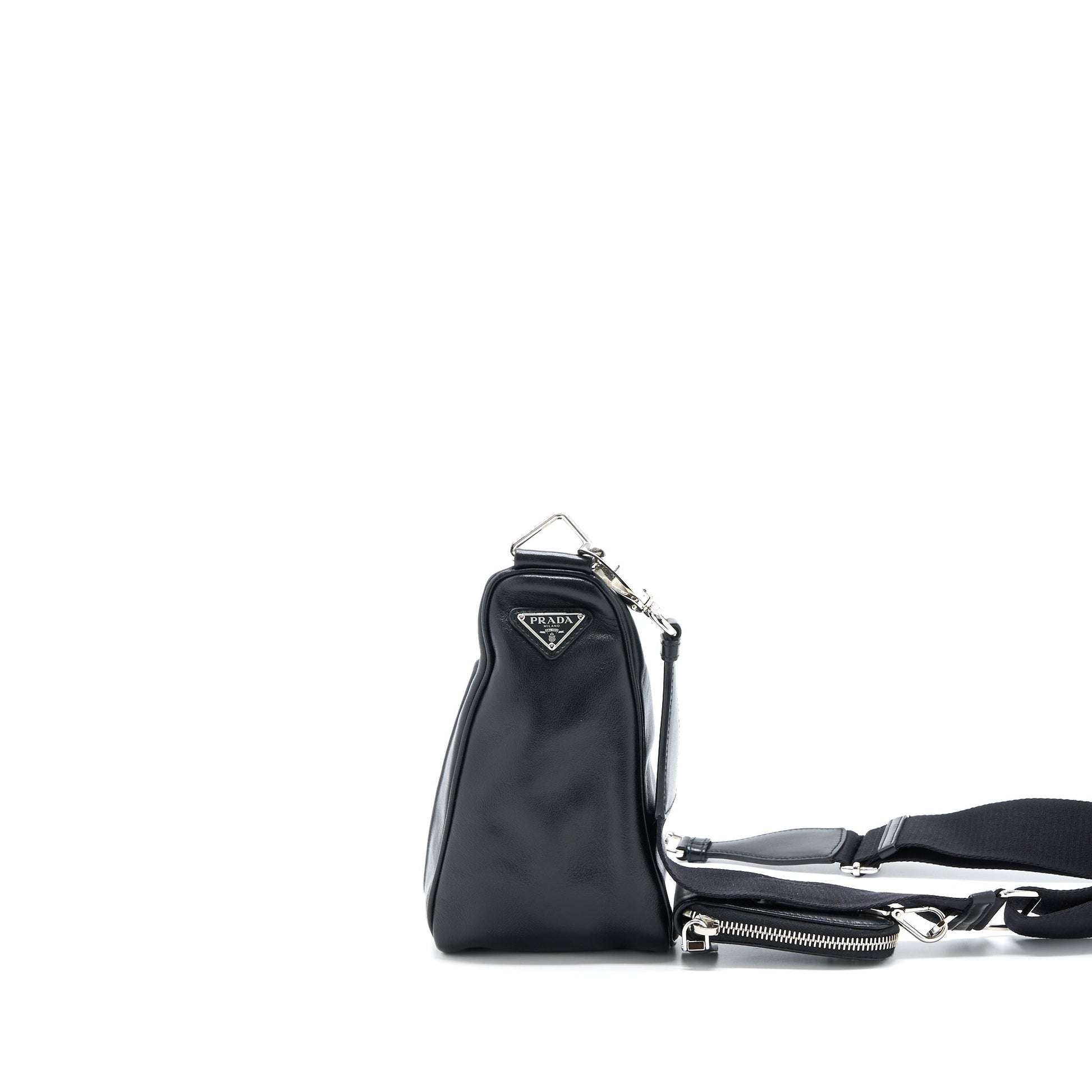 Prada Triangle Purse Handbag Leather Black Travel Bag