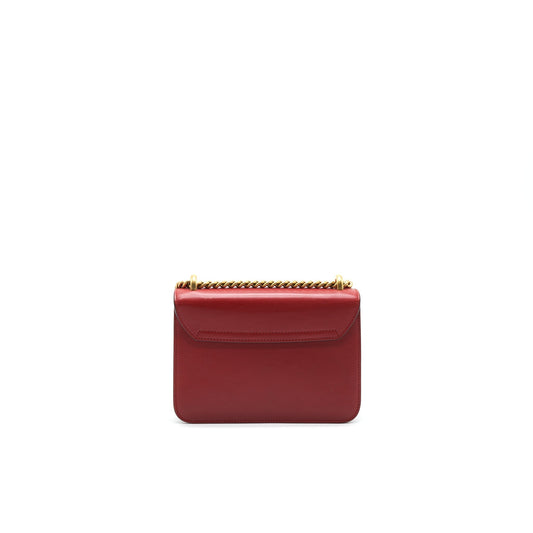 Gucci Bow And Pearl Shoulder Bag Leather Red