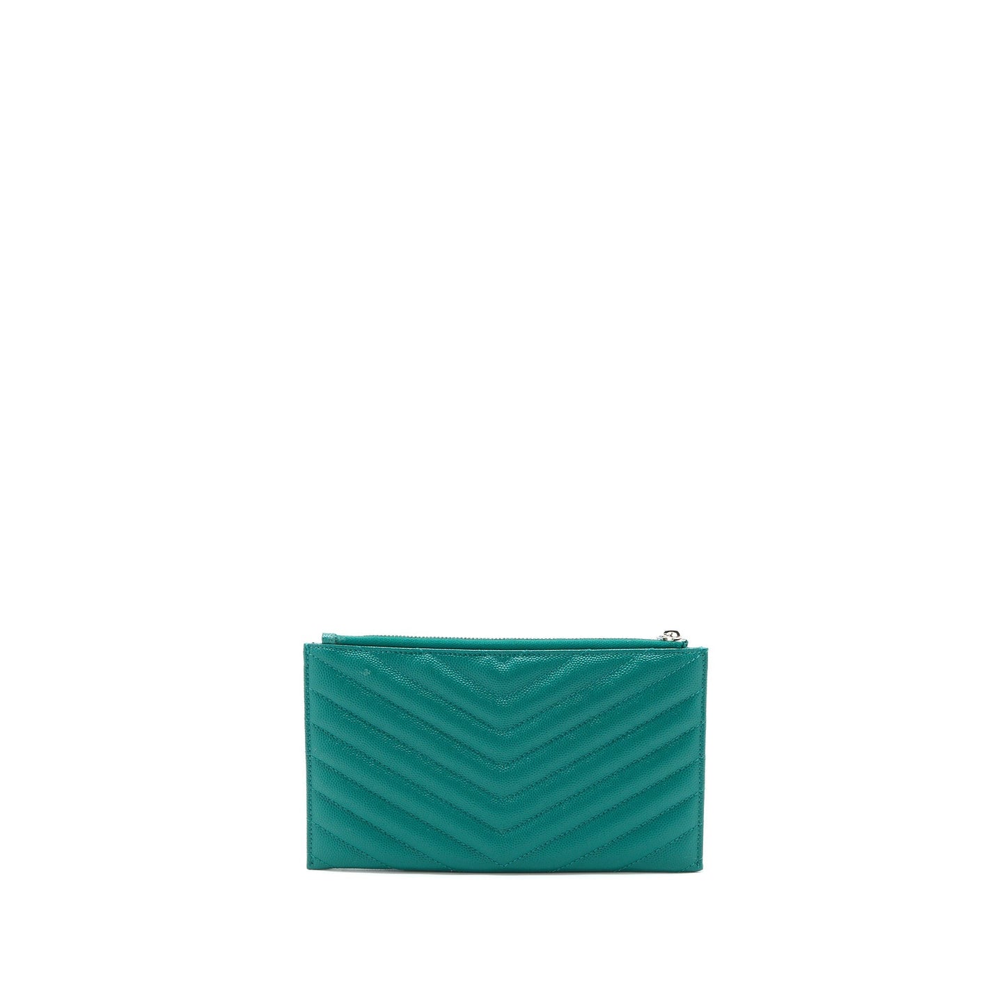 YSL Saint Laurent Saint Laurent Cassandra Zipped Pouch Grained Calfskin Matelasse Green Travel Bag