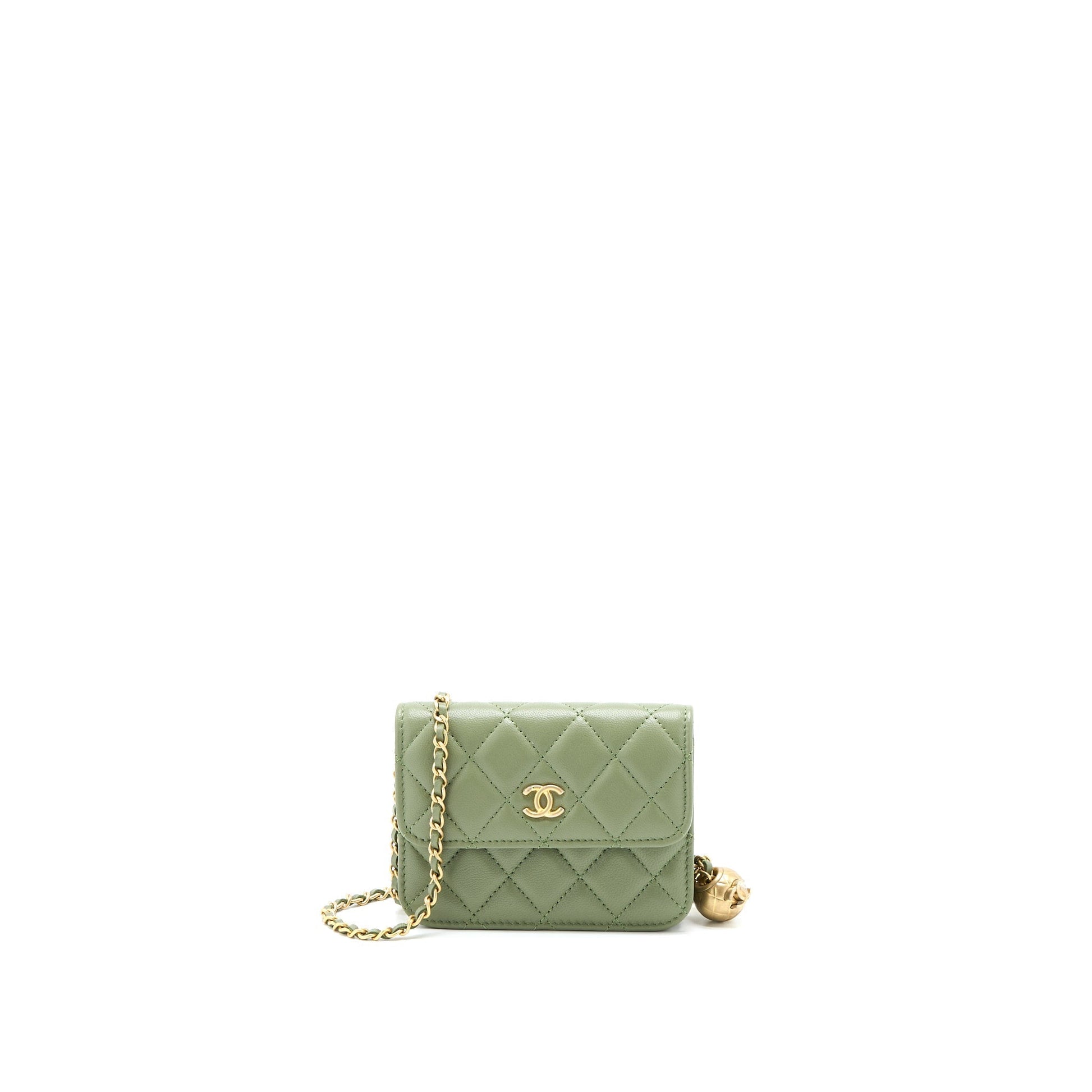 Chanel Pearl Crush Flap Lambskin GHW Green Shoulder Bag