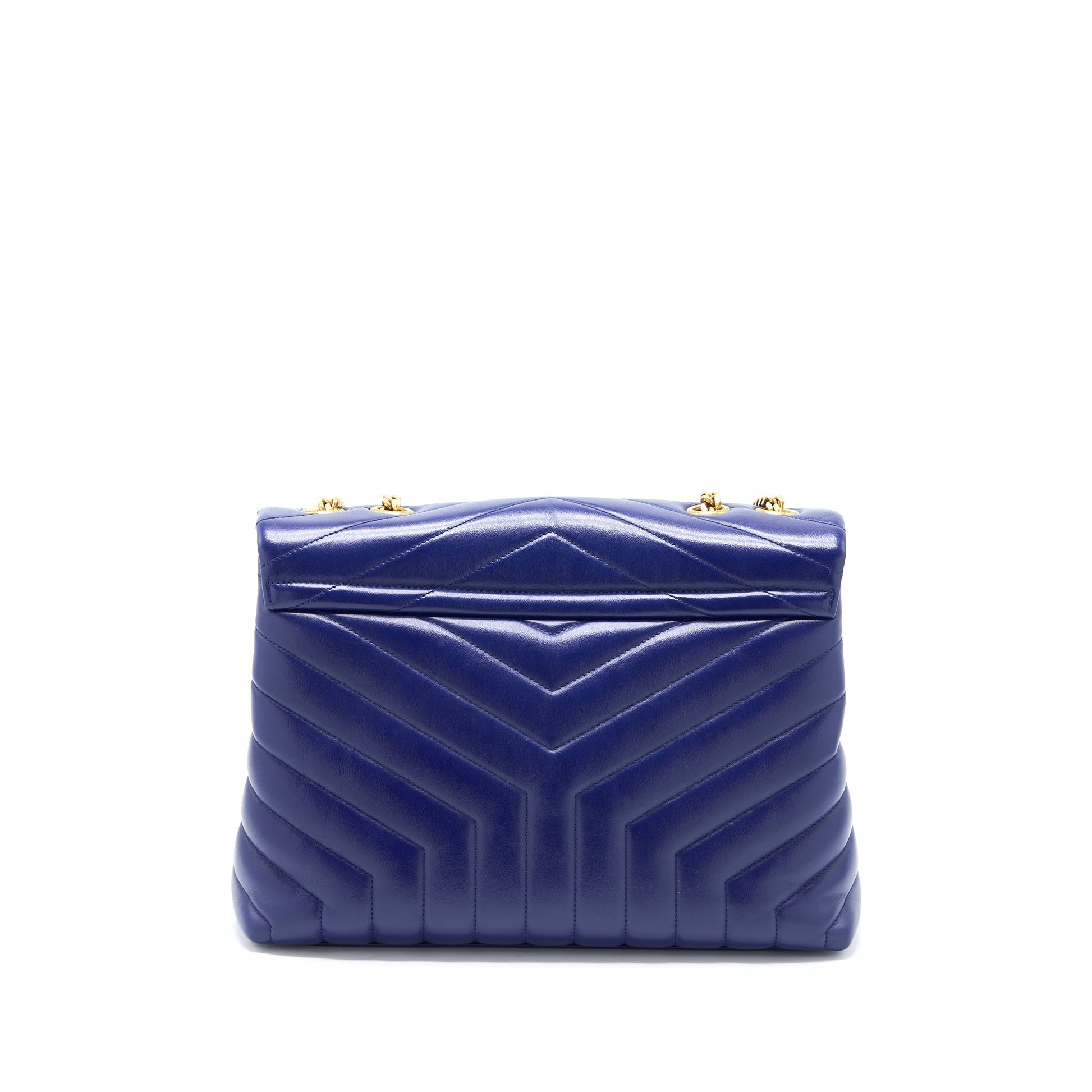 YSL Saint Laurent Loulou Purse Calfskin Shoulder Bag Blue Mini