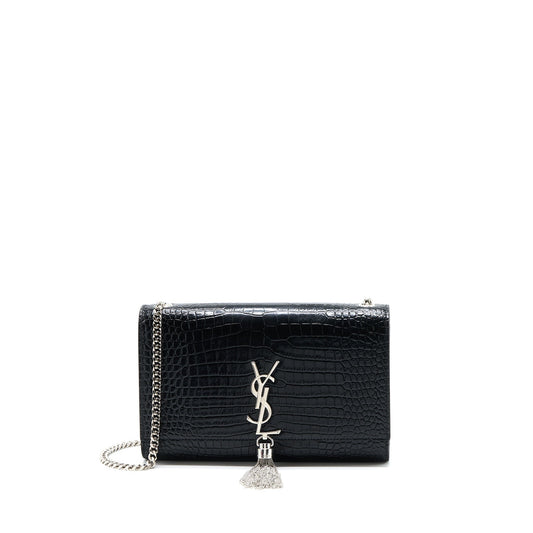 YSL Saint Laurent Saint Laurent Kate With Tassel Purse Crocodile Black Chain Travel Bag