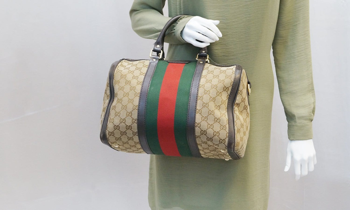 Gucci Web Boston Bag With Signature Web Medium Travel Bag