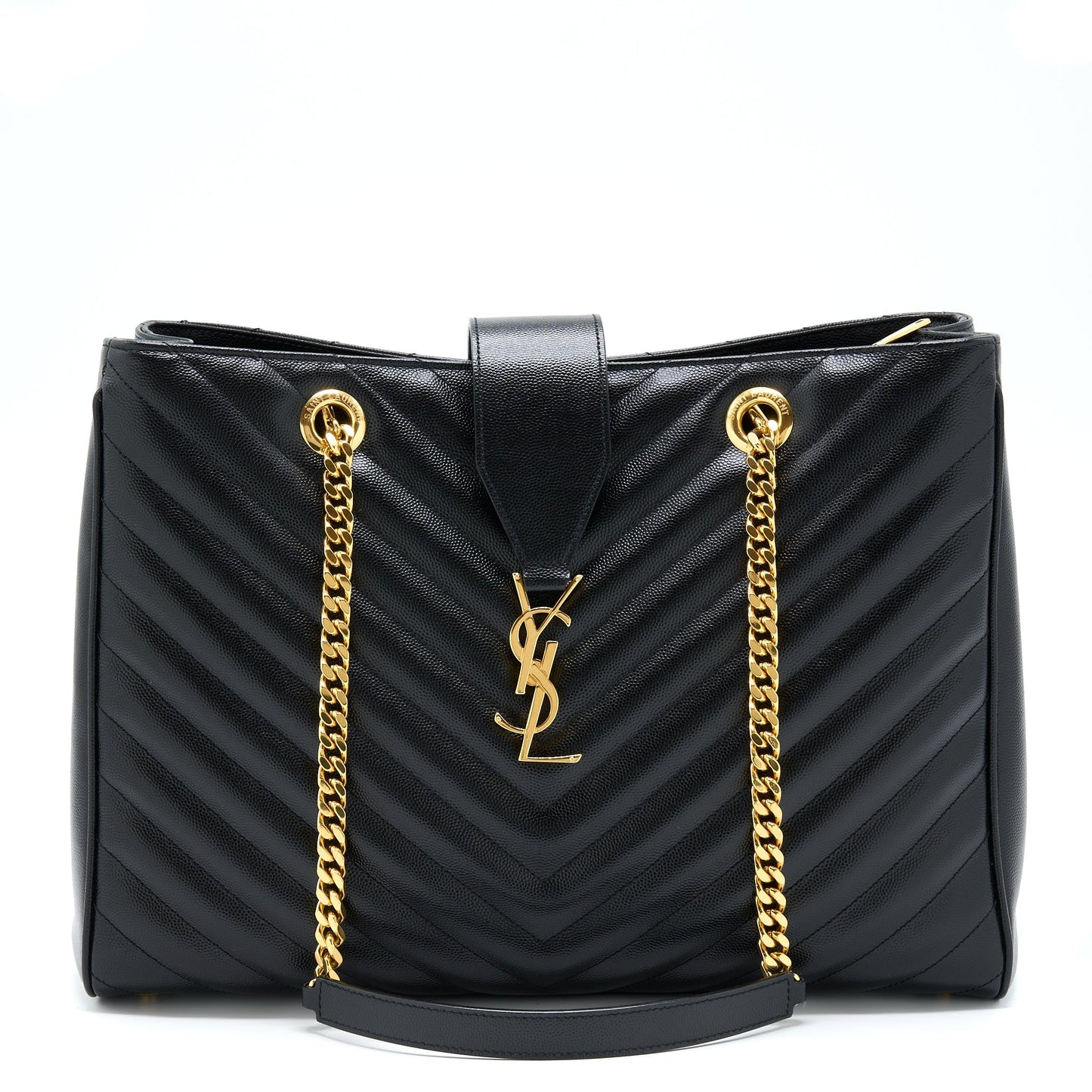 YSL Saint Laurent Chevron Tote Purse Black Tote Bag