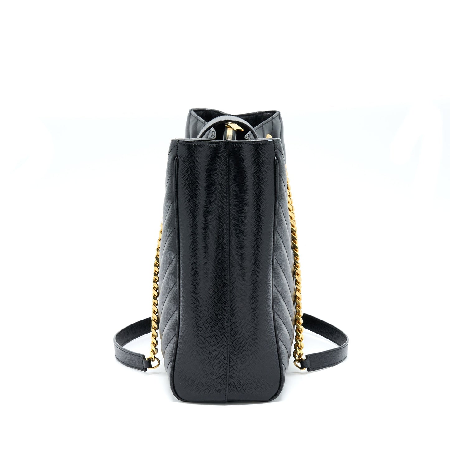 YSL Saint Laurent Chevron Tote Purse Black Tote Bag