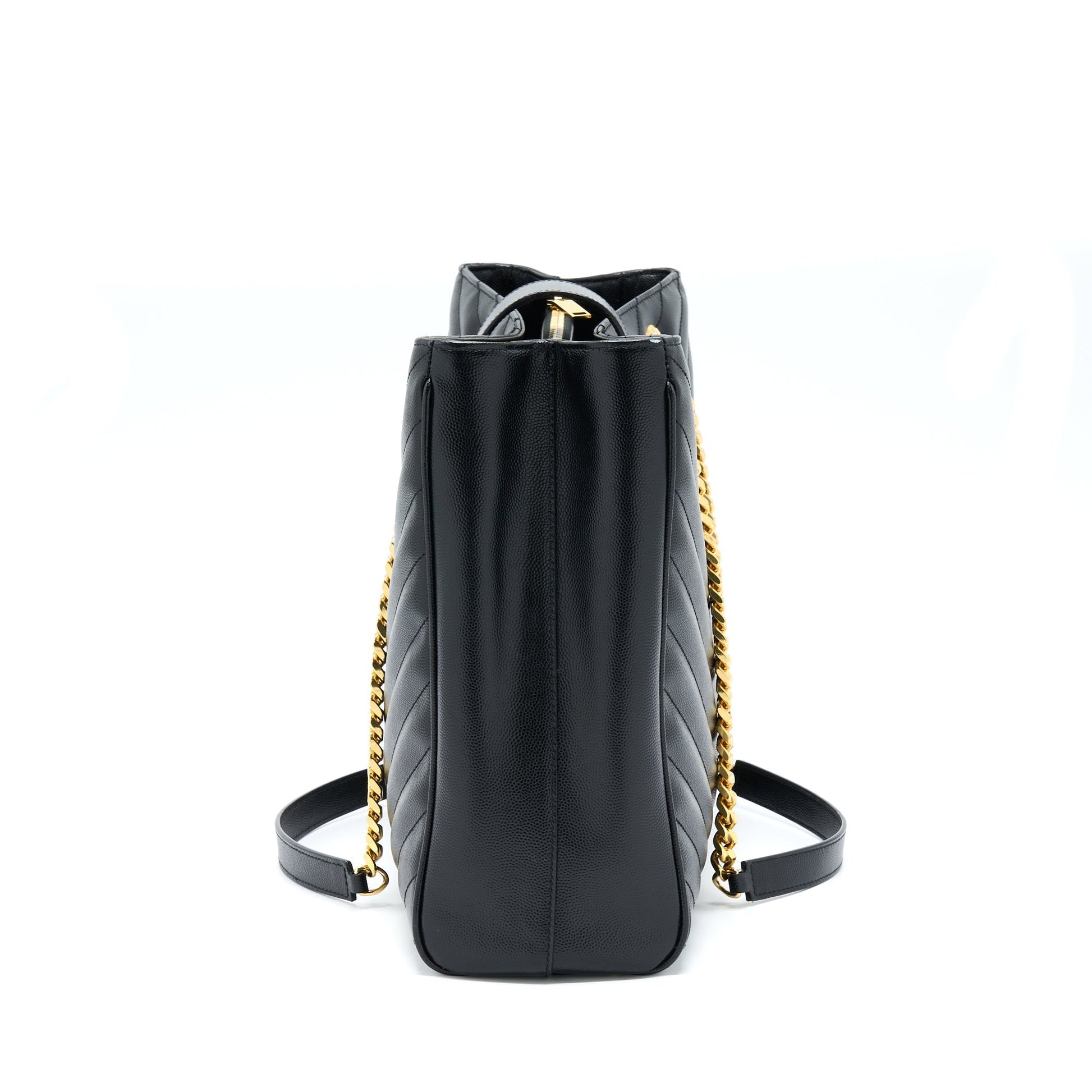 YSL Saint Laurent Chevron Tote Purse Black Tote Bag