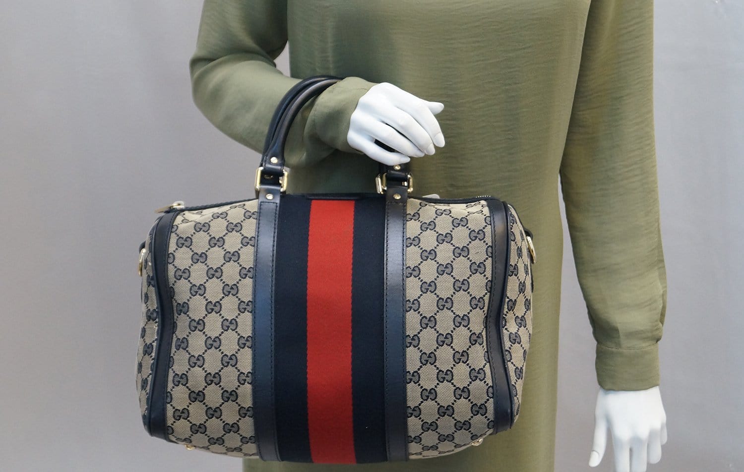 Gucci Web Original Boston Bag With Signature Web Medium Travel Bag Web E4435