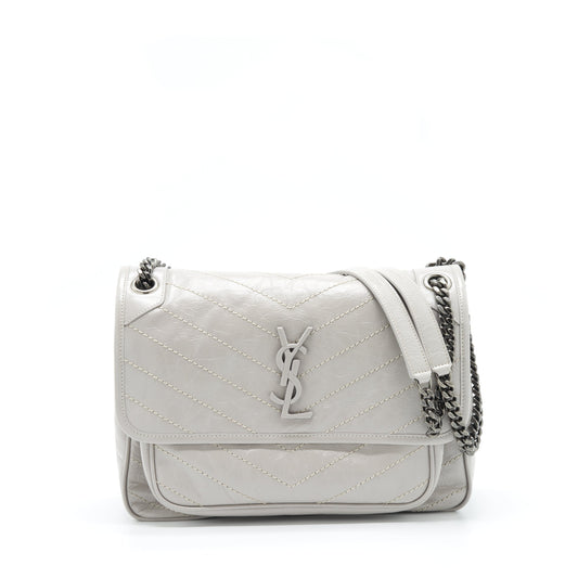 YSL Saint Laurent Saint Laurent Niki Purse Calfskin Light Grey Medium Travel Bag