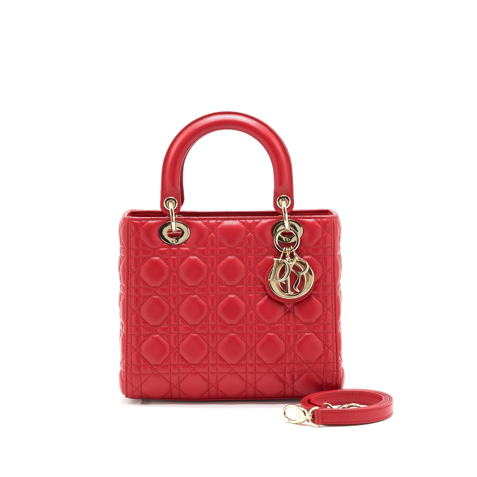 Dior Lady Tote Purse Handbag Red Medium Tote Bag