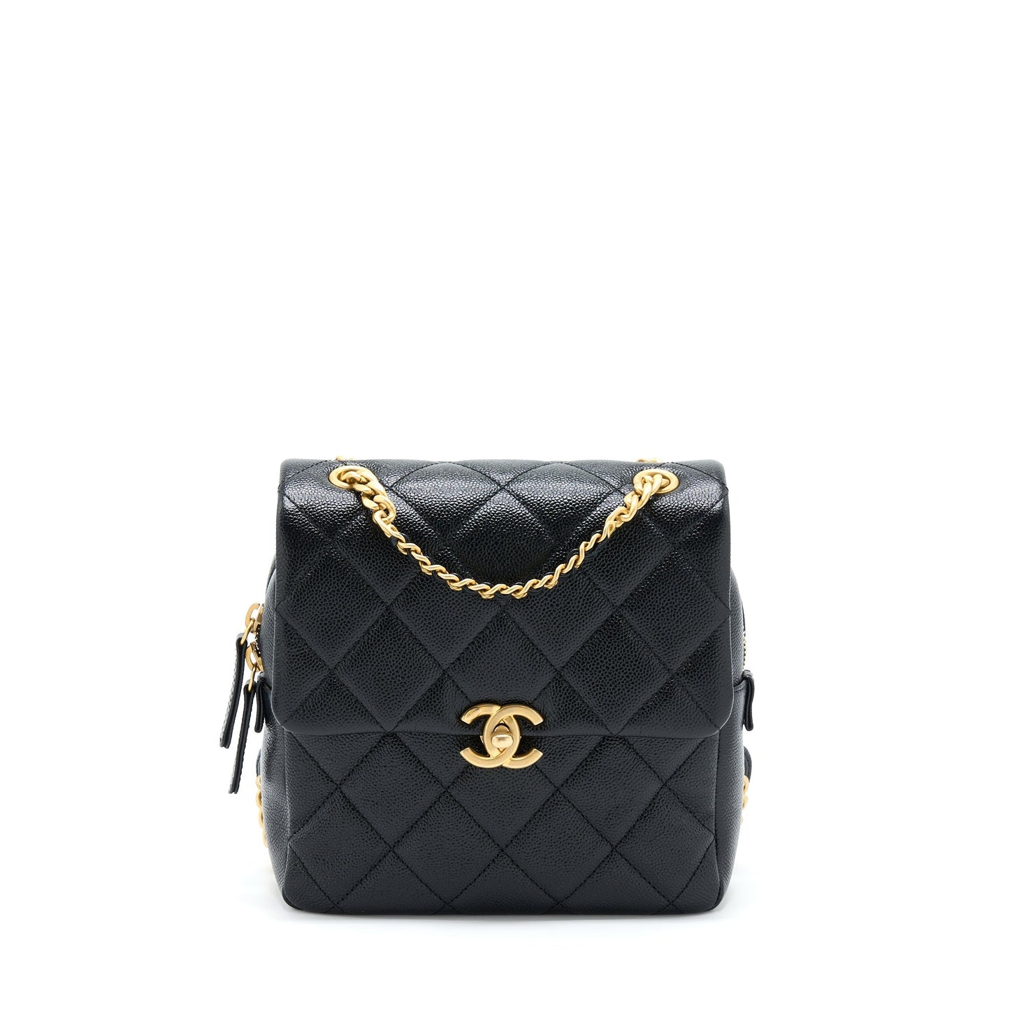 Chanel 22P Flap Backpack Caviar GHW Microchip Black