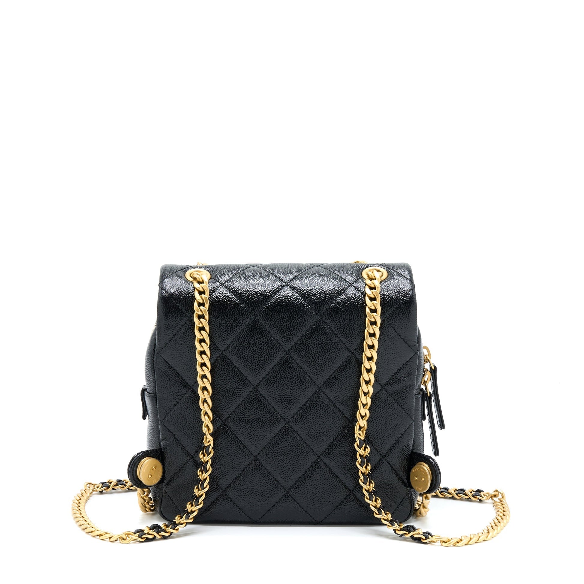 Chanel 22P Flap Backpack Caviar GHW Microchip Black