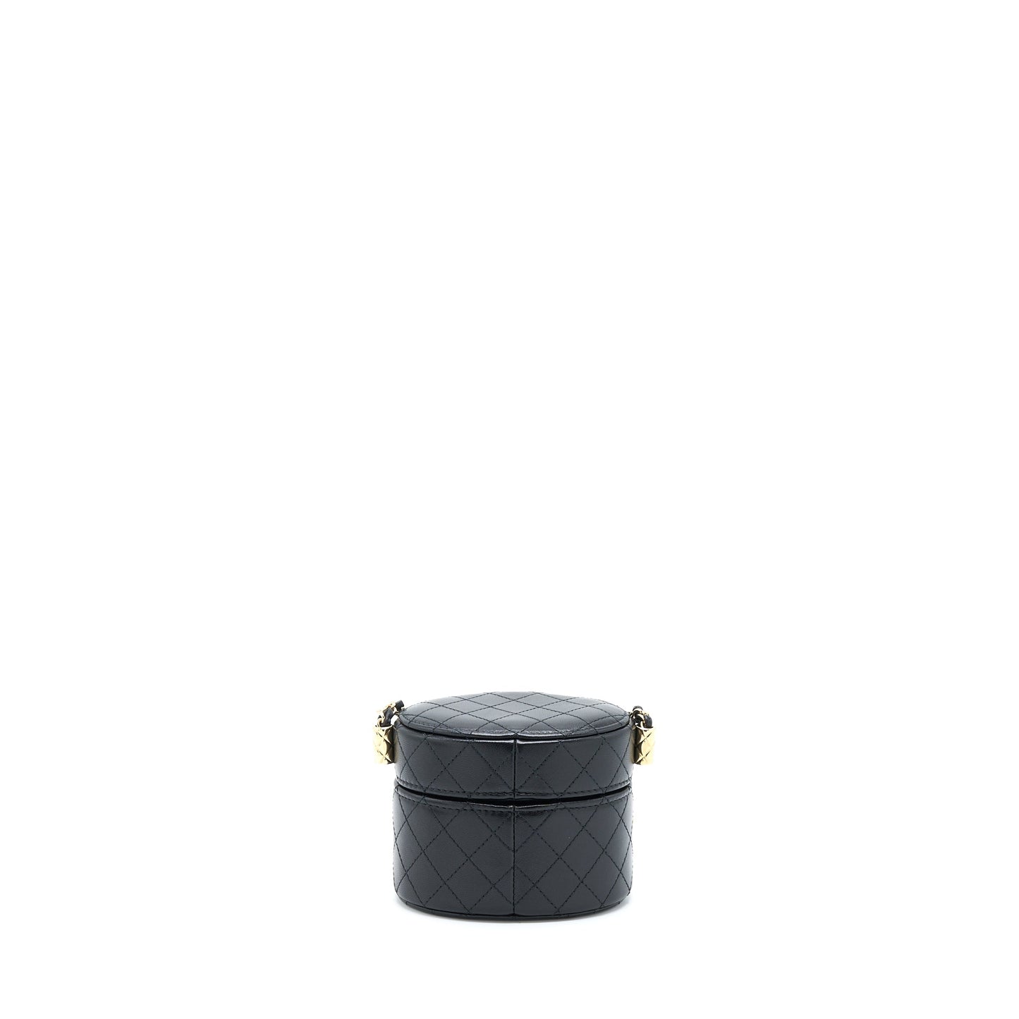 Chanel Round Vanity Lambskin LGHW Black Mini Bag