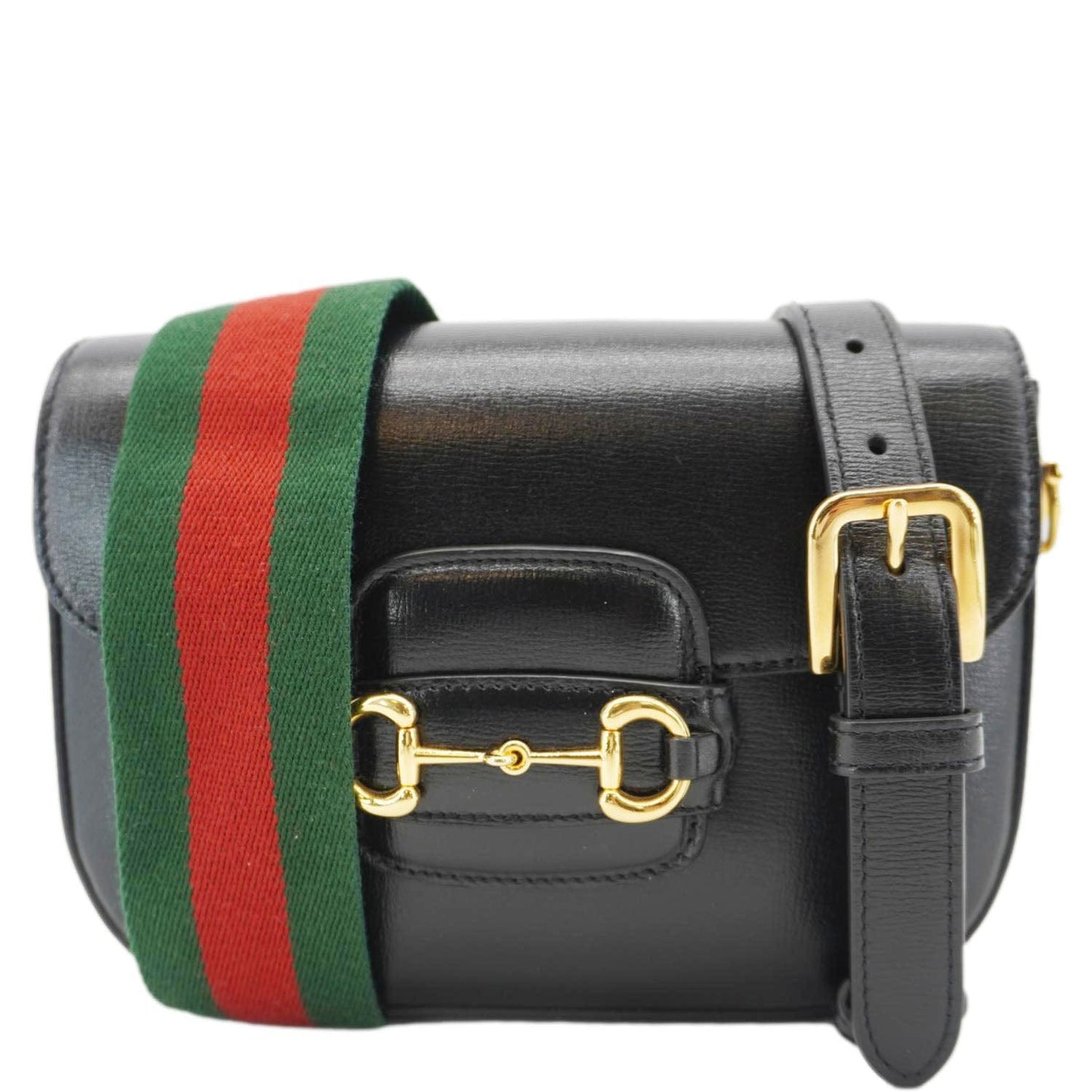 Gucci Horsebit Flap Shoulder Bag Leather Black