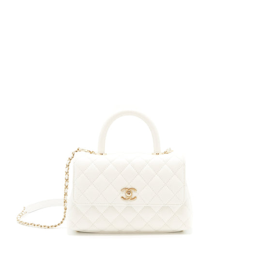 Chanel Coco Handle Caviar LGHW Microchip White Small Handbag Microchip 1