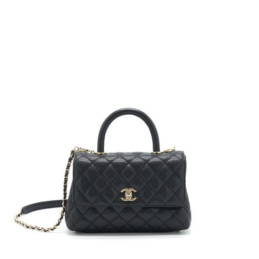 Chanel 22P Coco Handle Caviar LGHW Microchip Black Small Handbag Microchip 1
