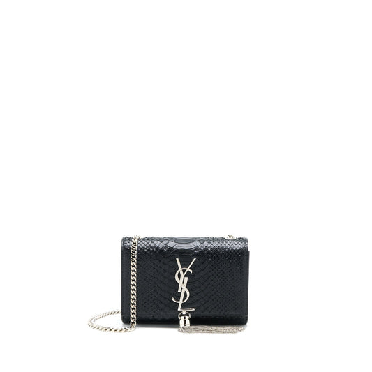 YSL Saint Laurent Saint Laurent Kate Python Embossed Calfskin Travel Black Small Travel Bag