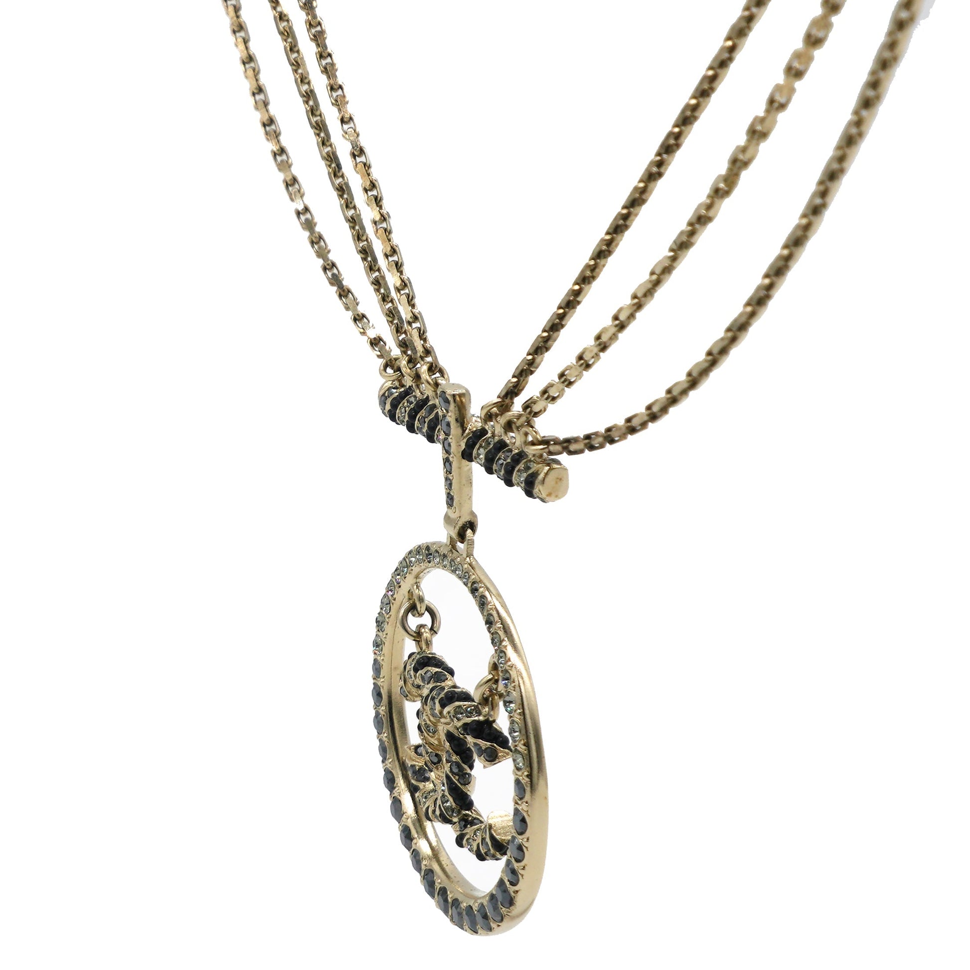 Gold CC Chanel   Charm Necklace