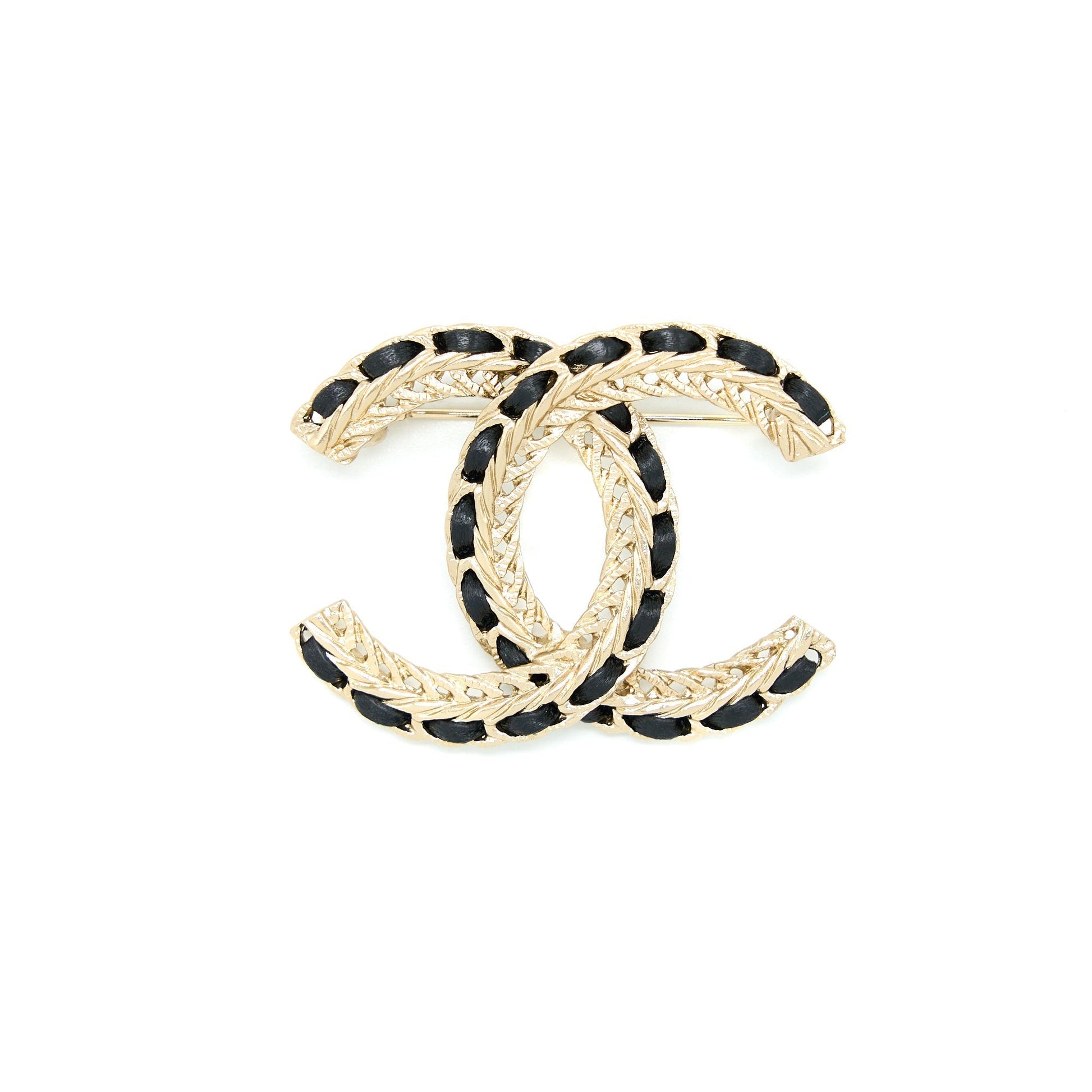 Chanel CC Logo Brooch LGHW Black Leather Handbag With Charm