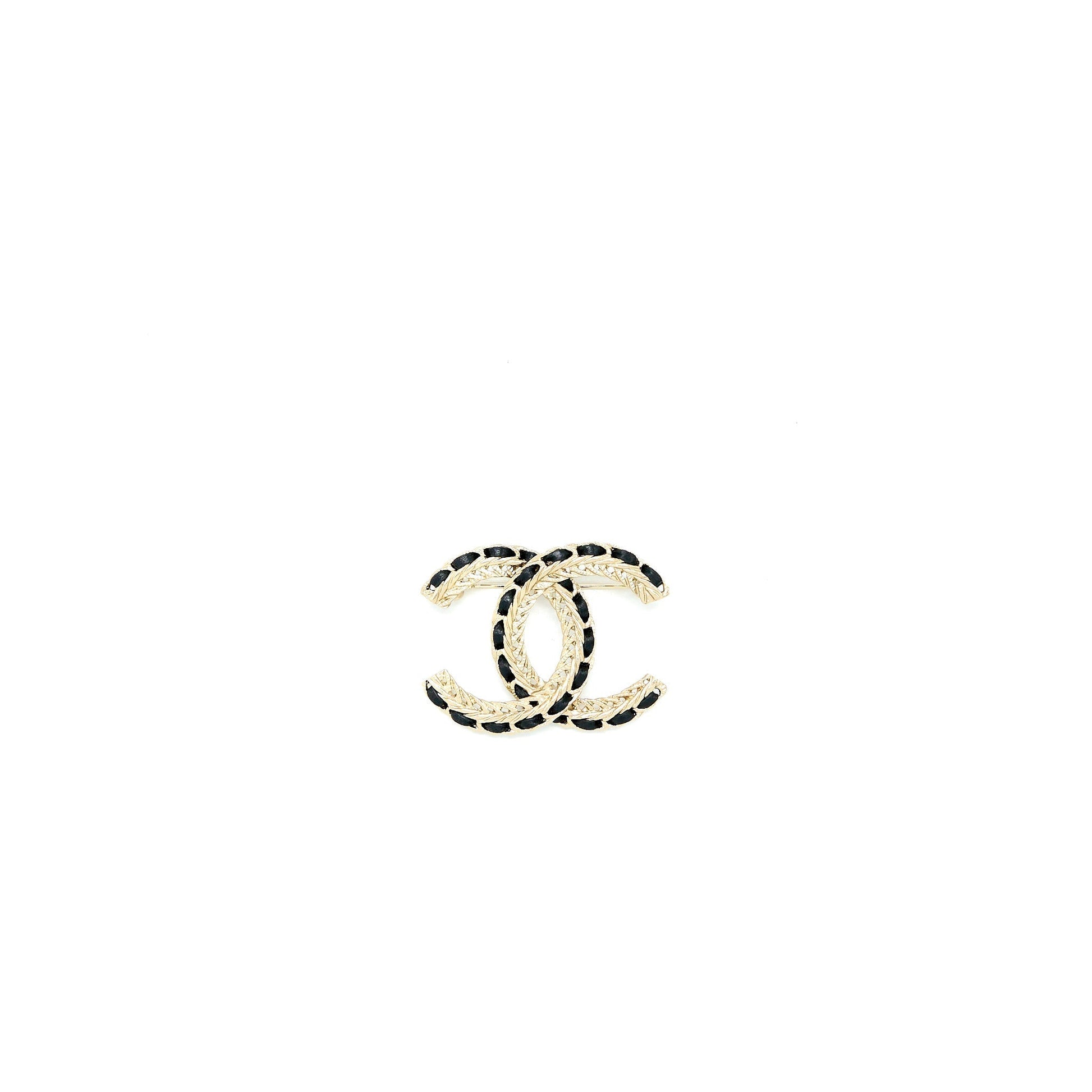 Chanel CC Logo Brooch LGHW Black Leather Handbag With Charm