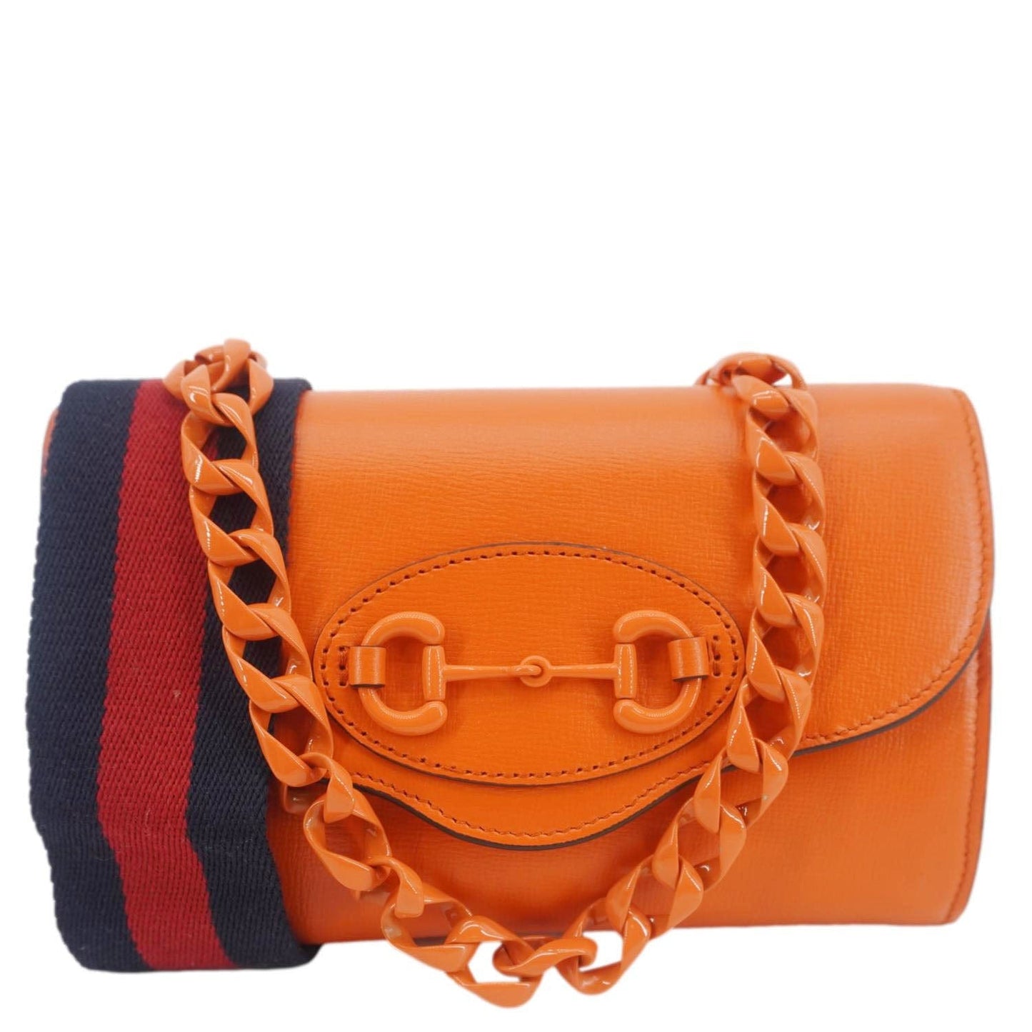 Gucci Horsebit Shoulder Bag Orange Leather Mini