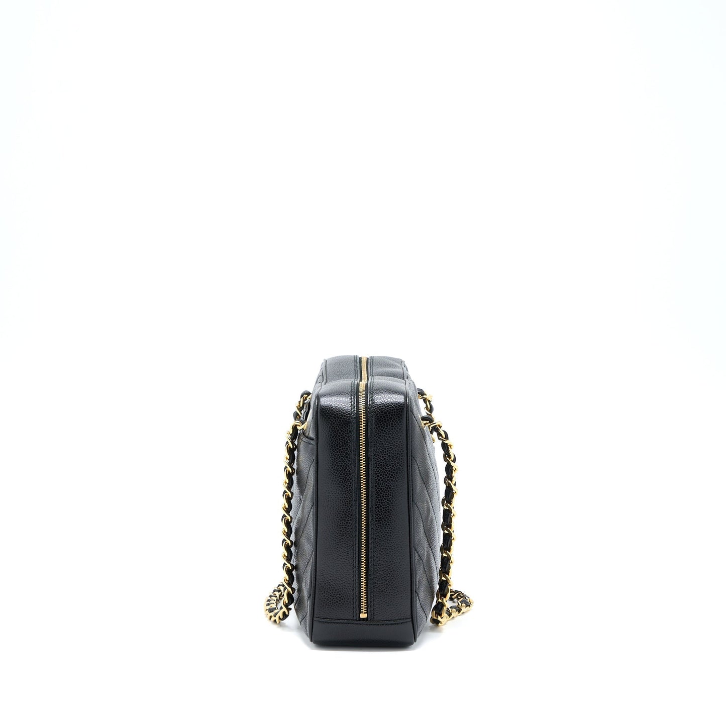 Chanel Camera Chevron Caviar GHW Black Tote Bag