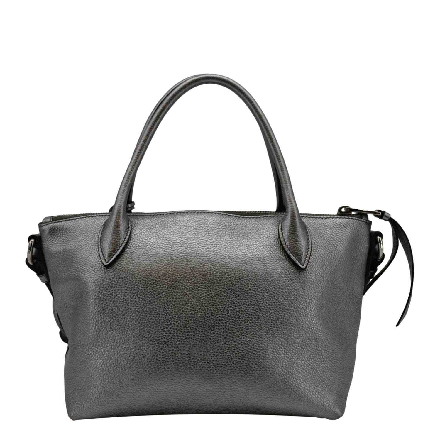 Prada Daino Tote Shoulder Bag Leather Vitello Silver
