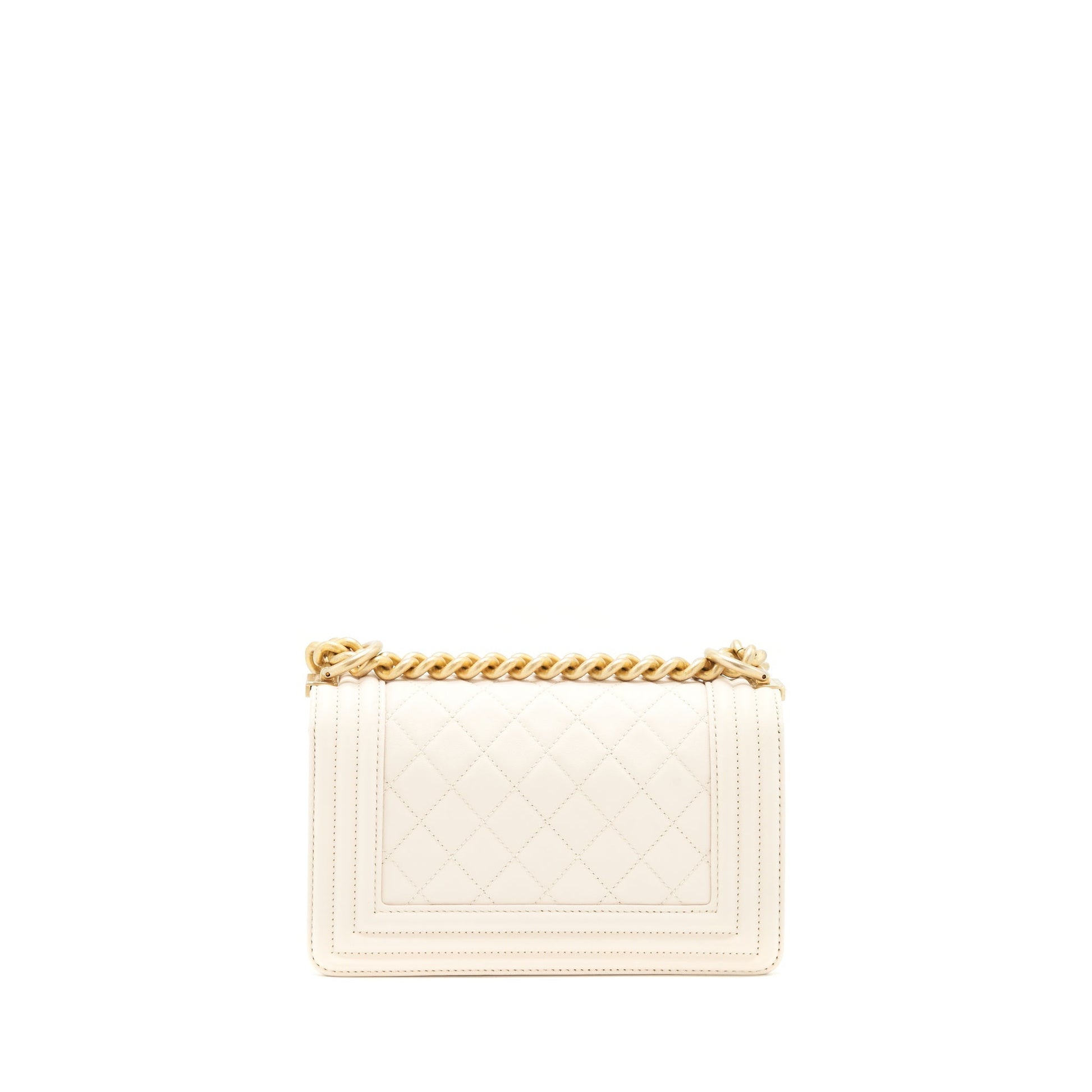 Chanel Boy Calfskin GHW White Small Handbag
