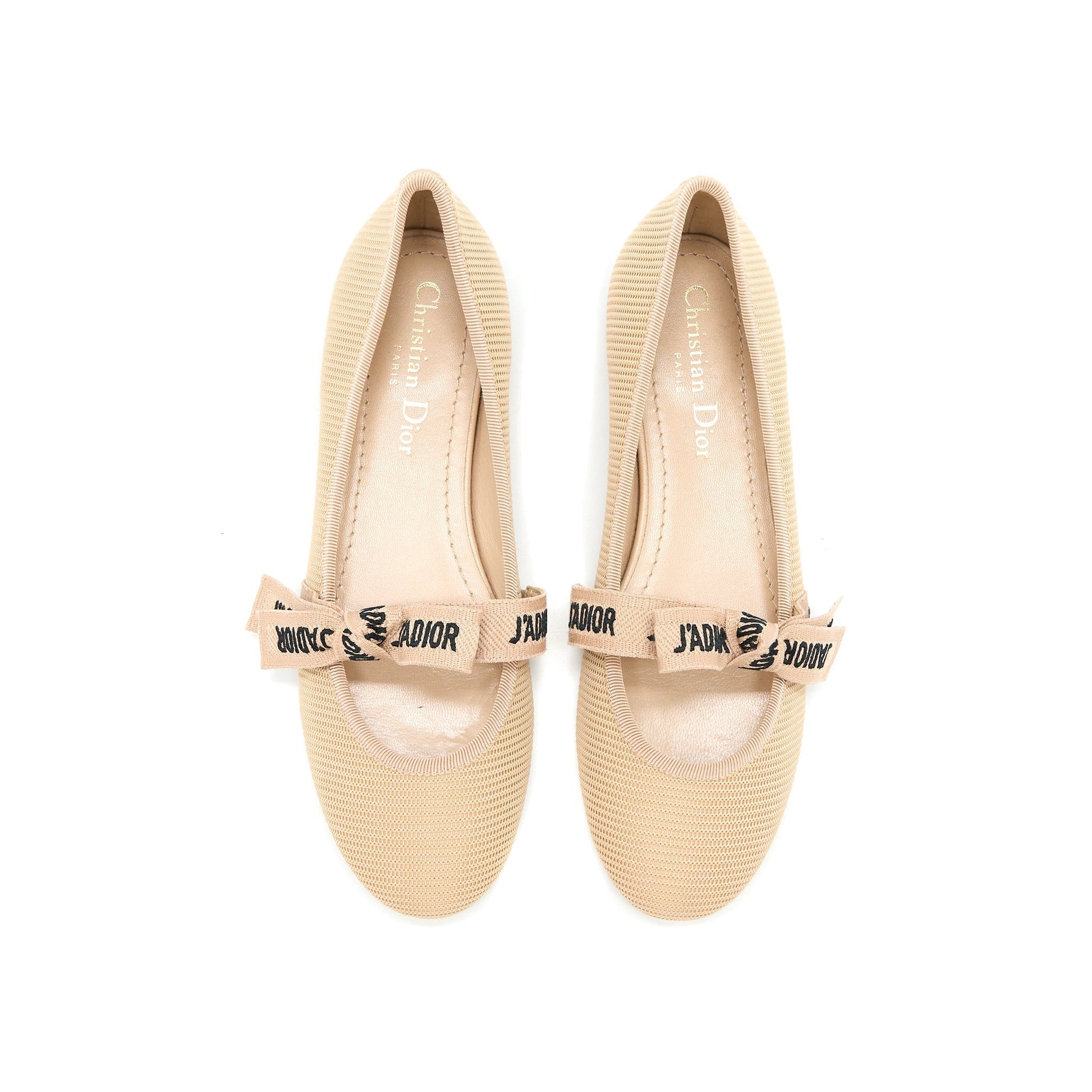 Dior Size JâA Ballet Pump Handbag Canvas Beige Shoes