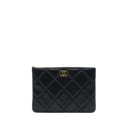 Chanel 19 Lambskin GHW Multicolour Black Clutch Bag