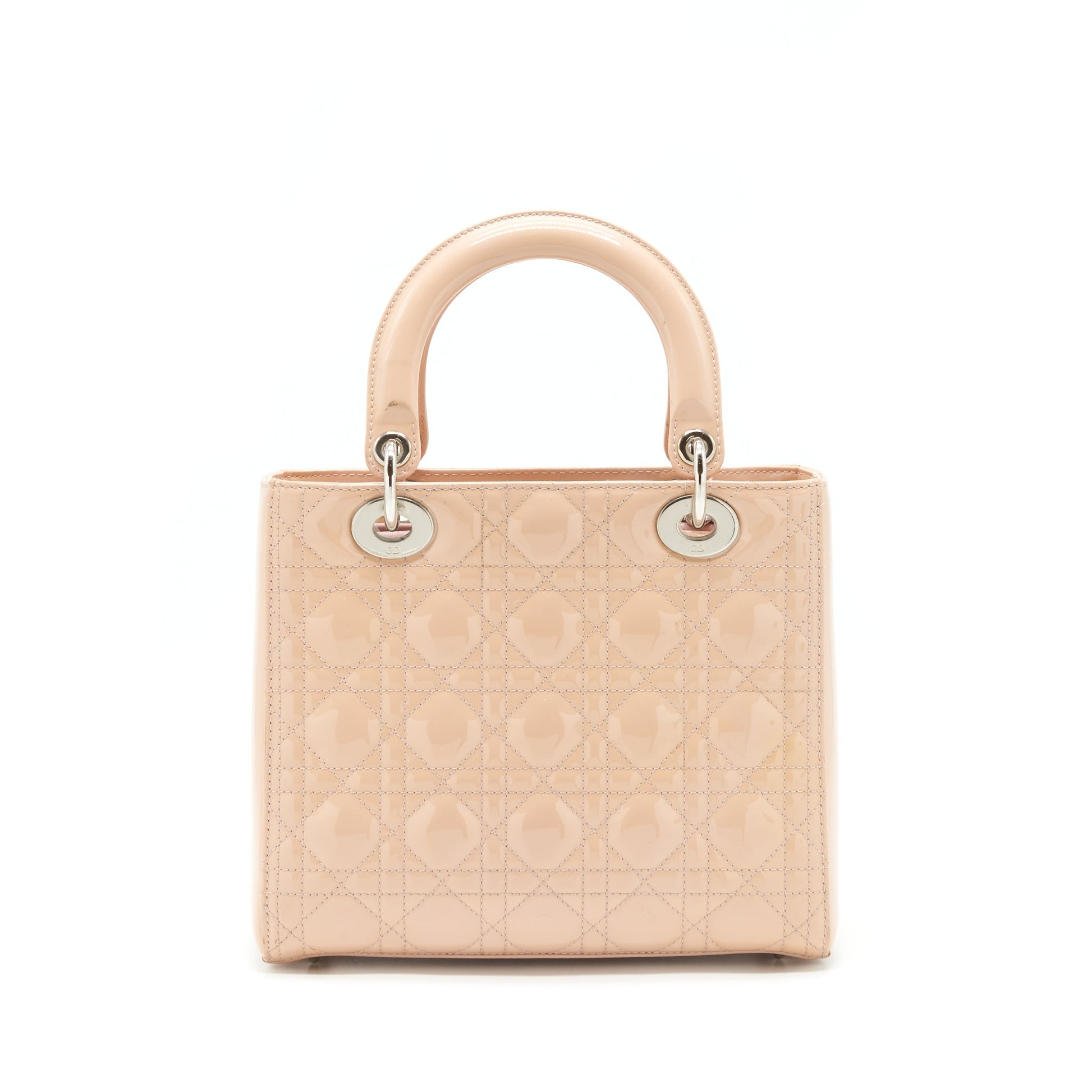 Dior Lady Purse Patent Light Handbag Pink Medium Travel Bag
