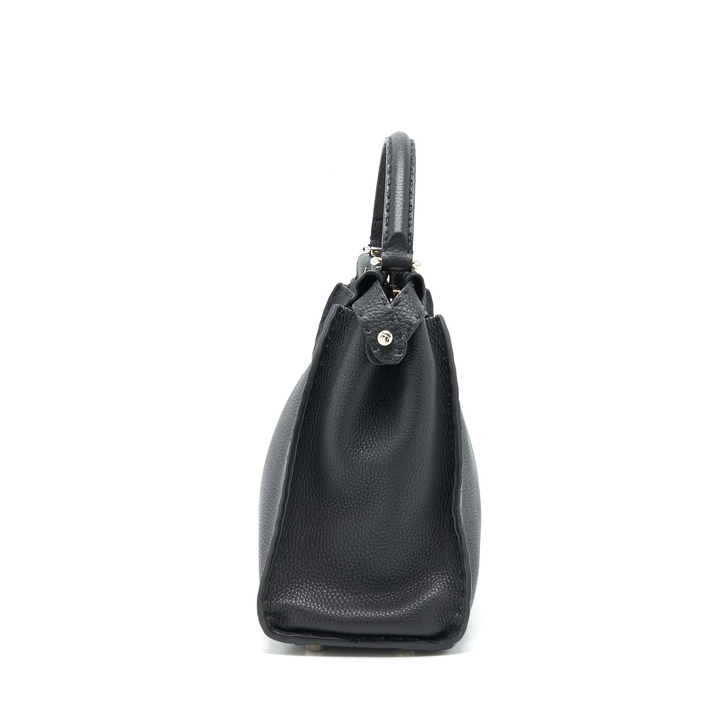 Fendi Peekaboo Tote Purse Grained Calfskin Black Tote Bag