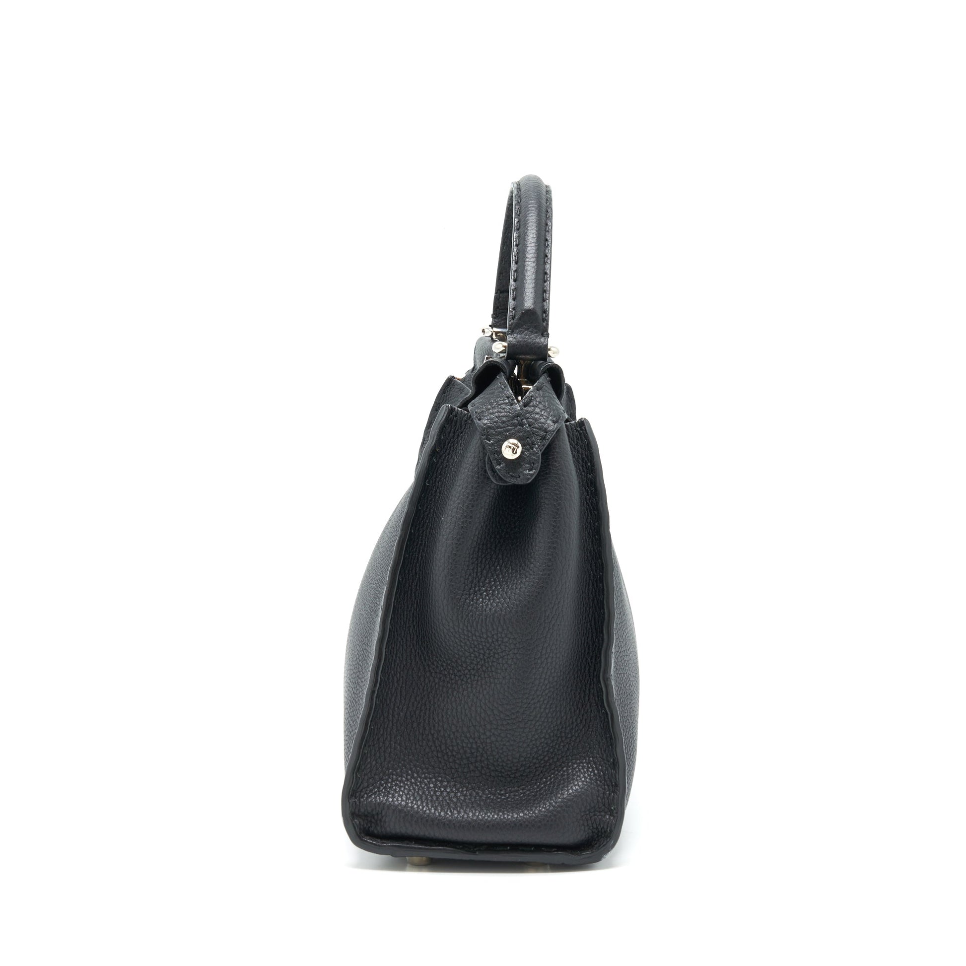 Fendi Peekaboo Tote Purse Grained Calfskin Black Tote Bag