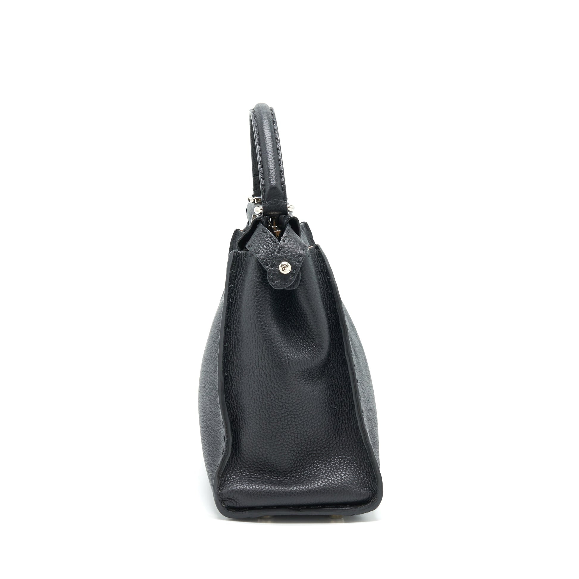 Fendi Peekaboo Tote Purse Grained Calfskin Black Tote Bag