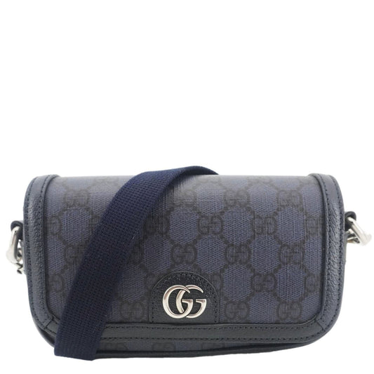 Gucci Ophidia Super Supreme Shoulder Bag Navy Canvas Blue