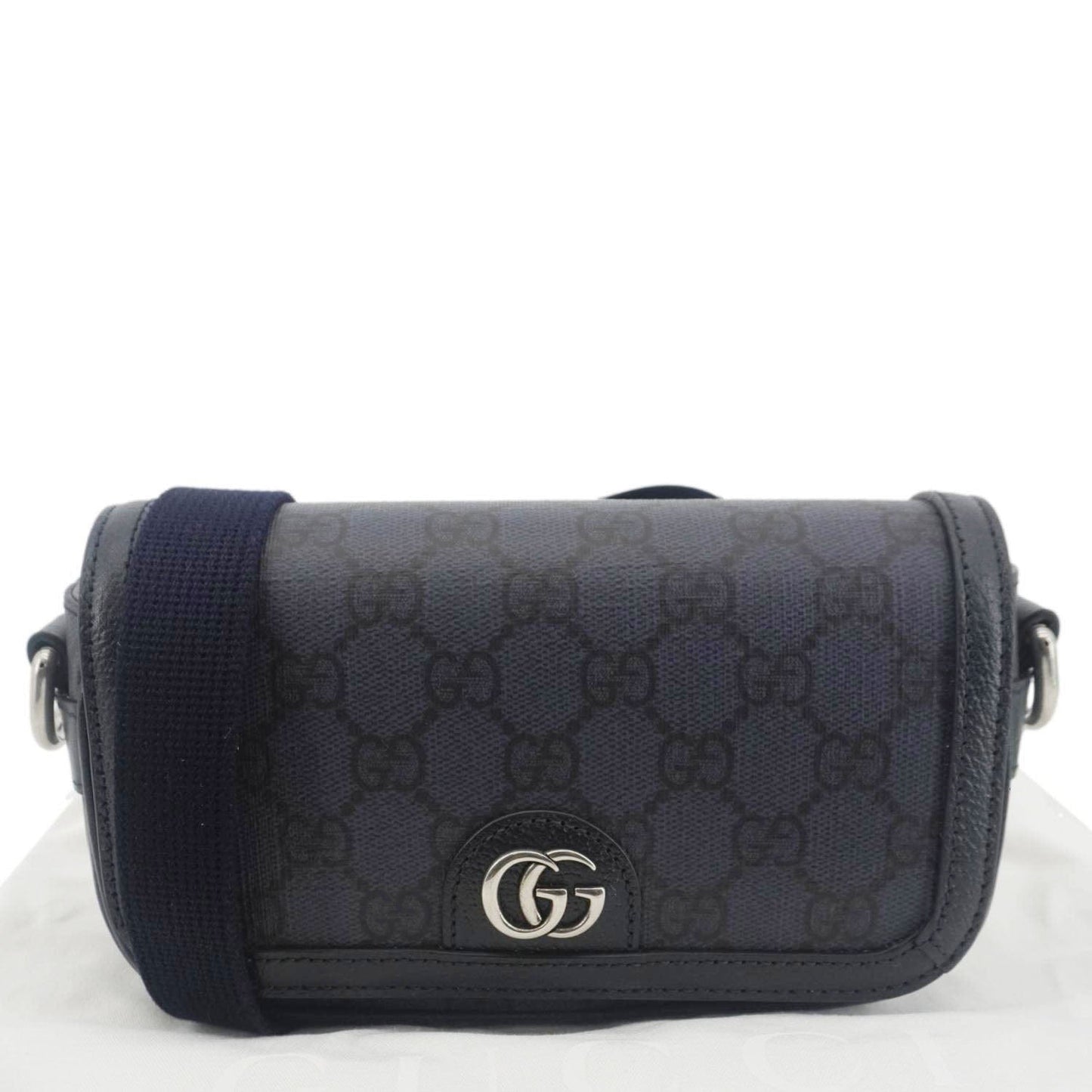 Gucci Ophidia Super Supreme Shoulder Bag Navy Canvas Blue