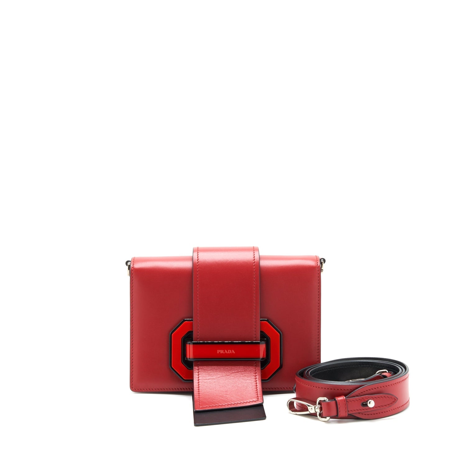 Prada Plex Ribbon Purse Handbag Red Travel Bag
