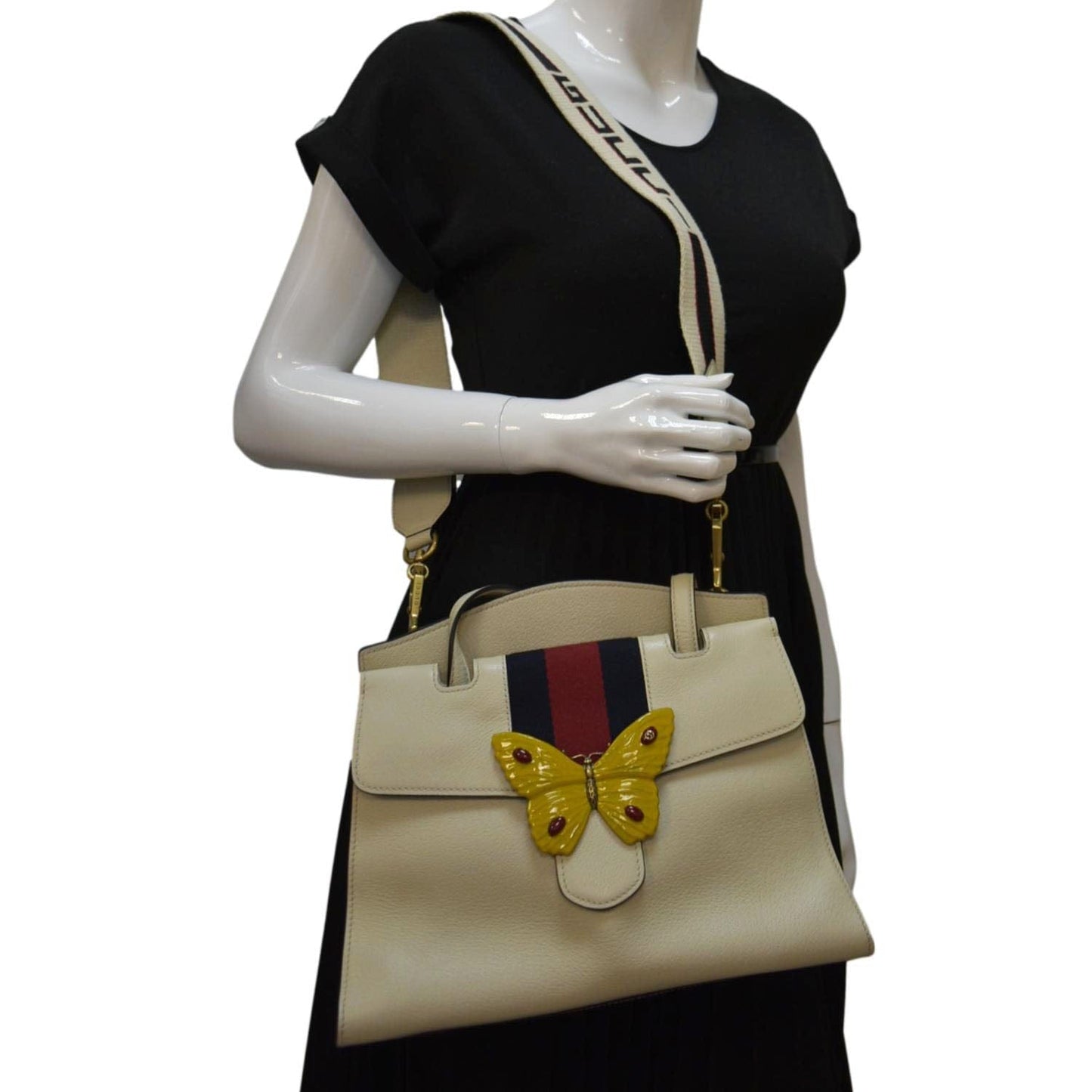 Gucci Totem Butterfly Shoulder Bag Leather Beige